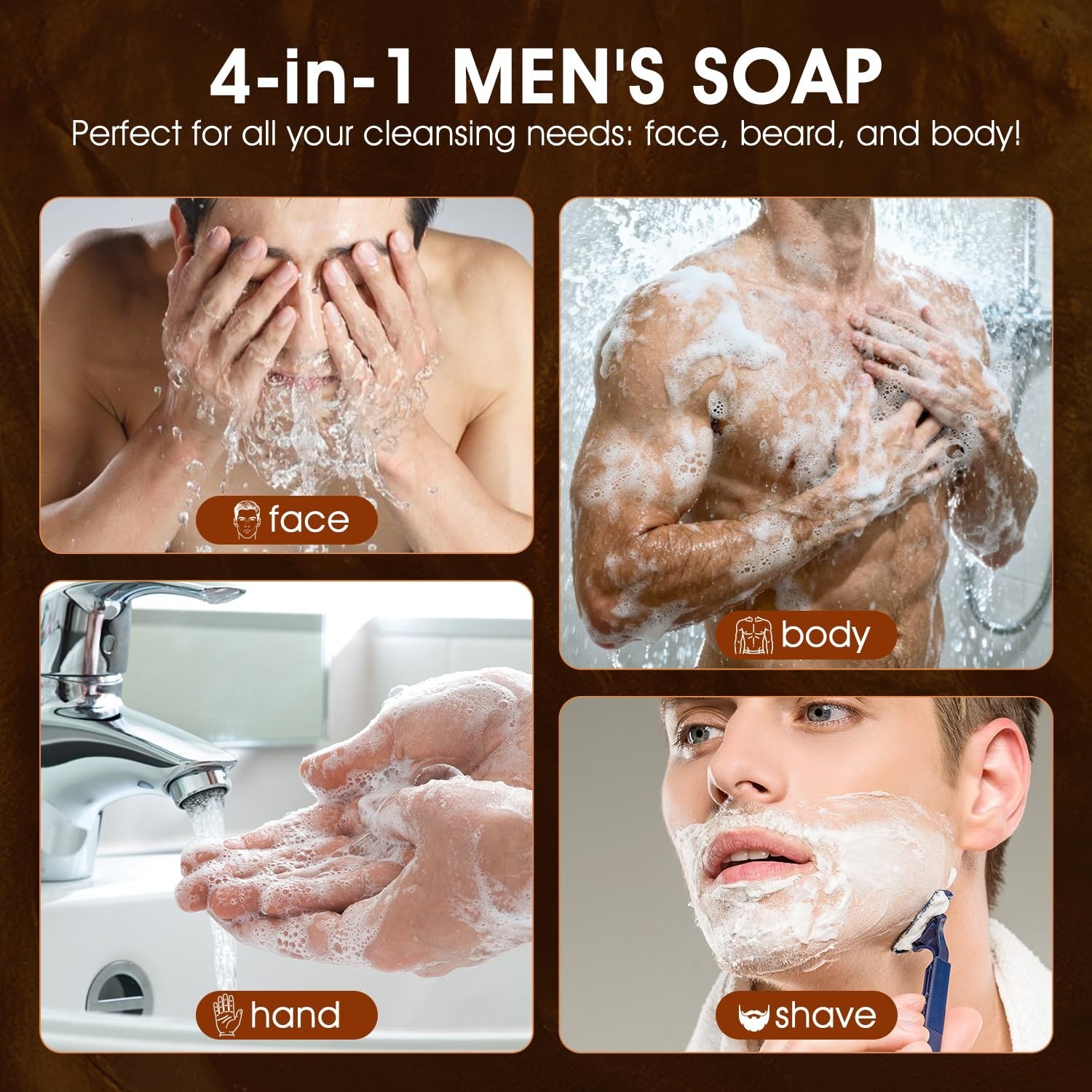 Mens Bar Soap, Natural Handmade Mens Soaps for Face, Body, Hands & Shave, Dee…