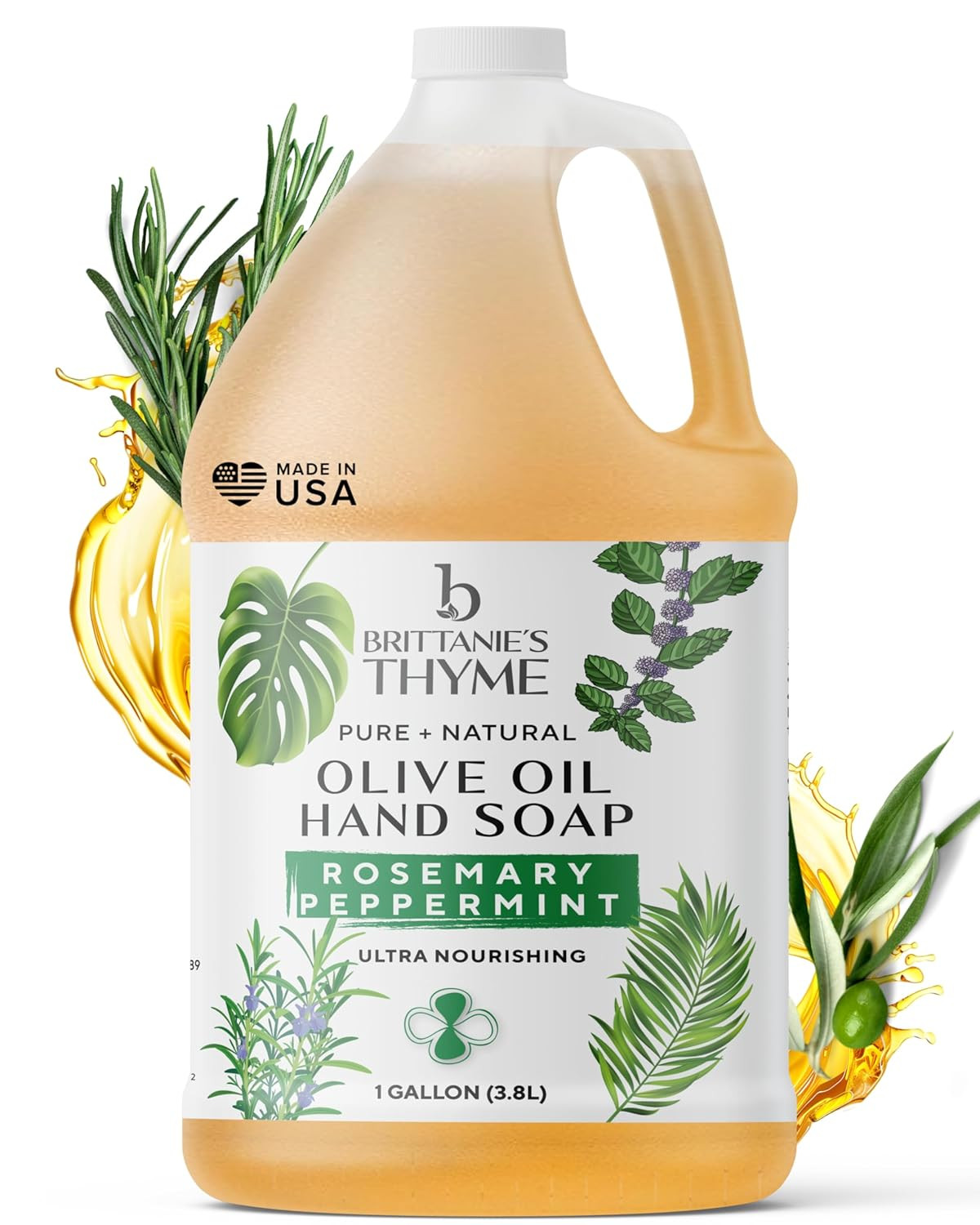 Brittanie’s Pure Organic Castile Liquid Olive Oil Soap Refill, Rosemary Peppermi