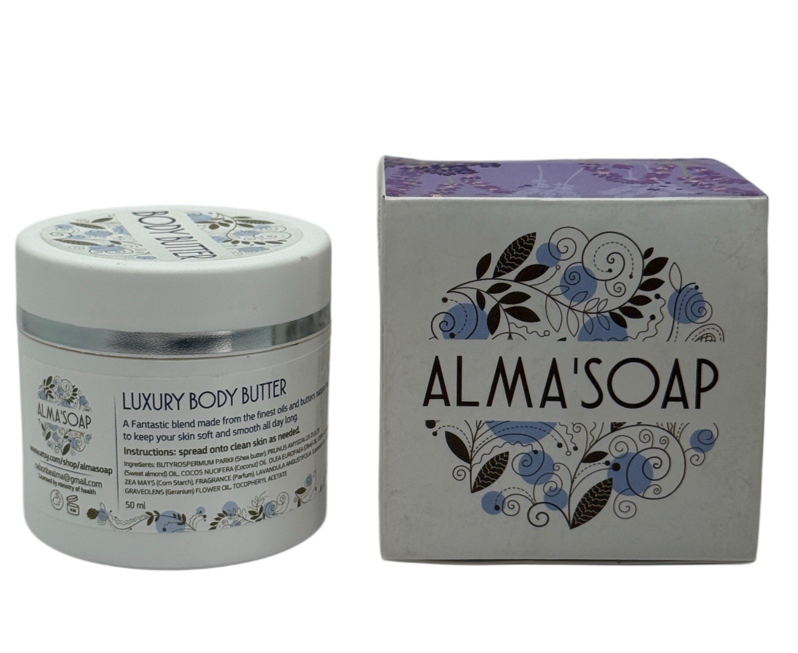 Alma’s Soap Luxury Winter Body Butter 50ml Vanilla Lavender Israel ~ NIB