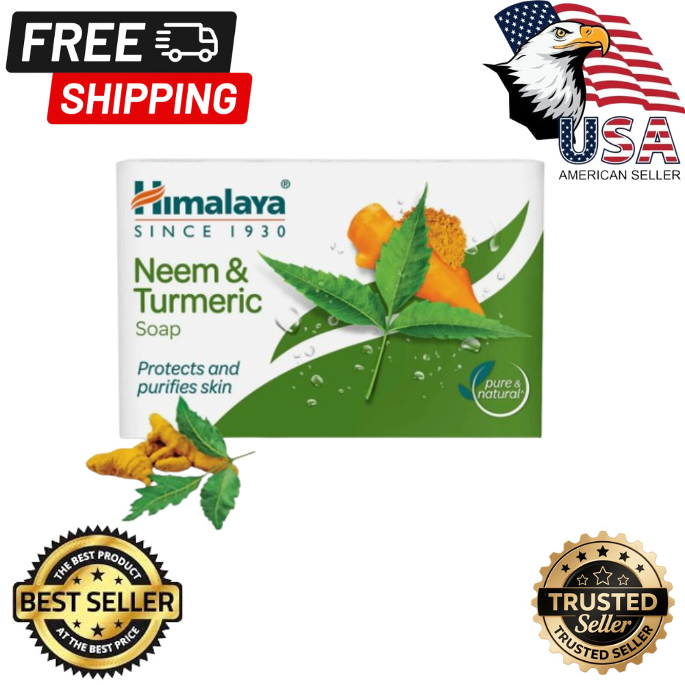 Himalaya Neem & Turmeric Soap 125g – Pack of 4, Natural Skin Care, Free Shipping
