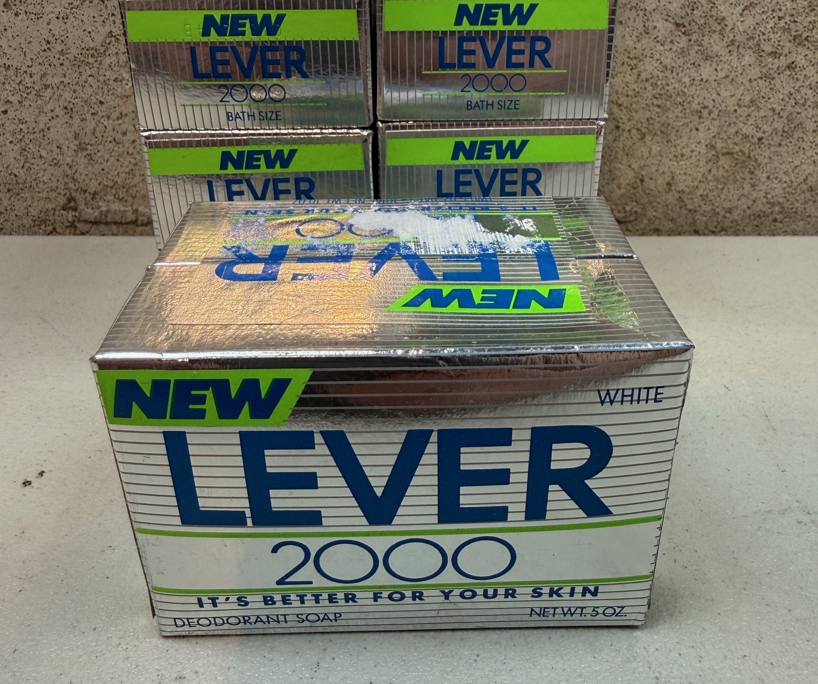 LEVER 2000 Original Bar Bath Soap Lot 10 White Vintage Silver Box NEW