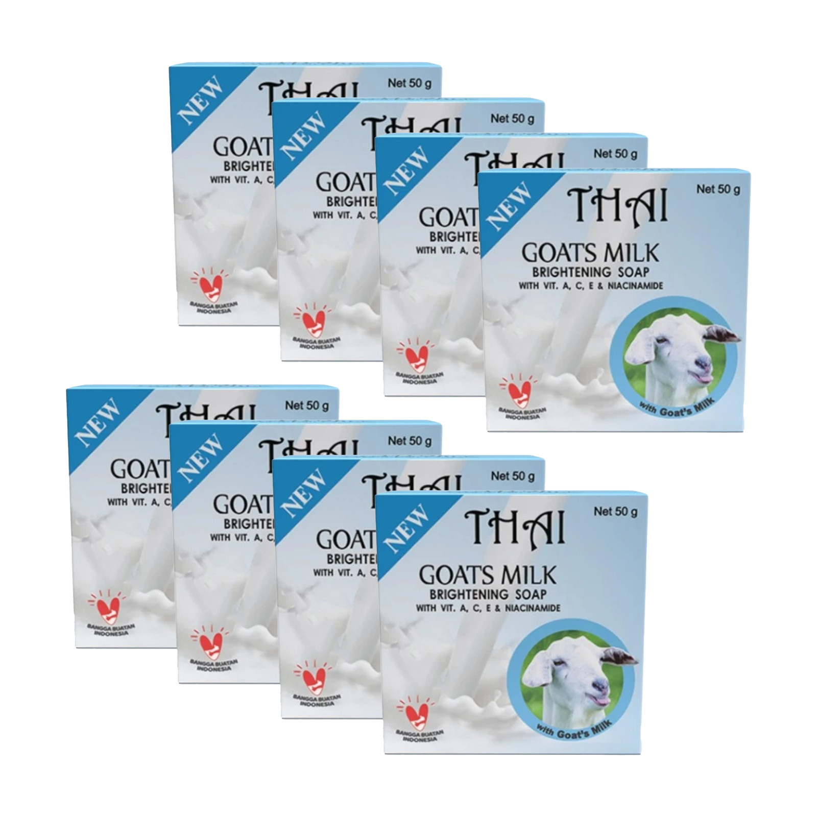 10Pcs Thai Goat Milk Soap Bar Skin Brightening Whitening Moisturizing Face Body