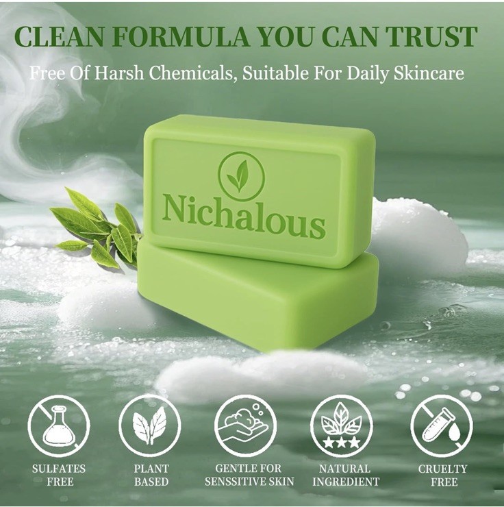 4 Bar Soaps Tea Tree Soap, Purifying Body Soap Bar W/ Tea Tree Oil & Coconut Oil