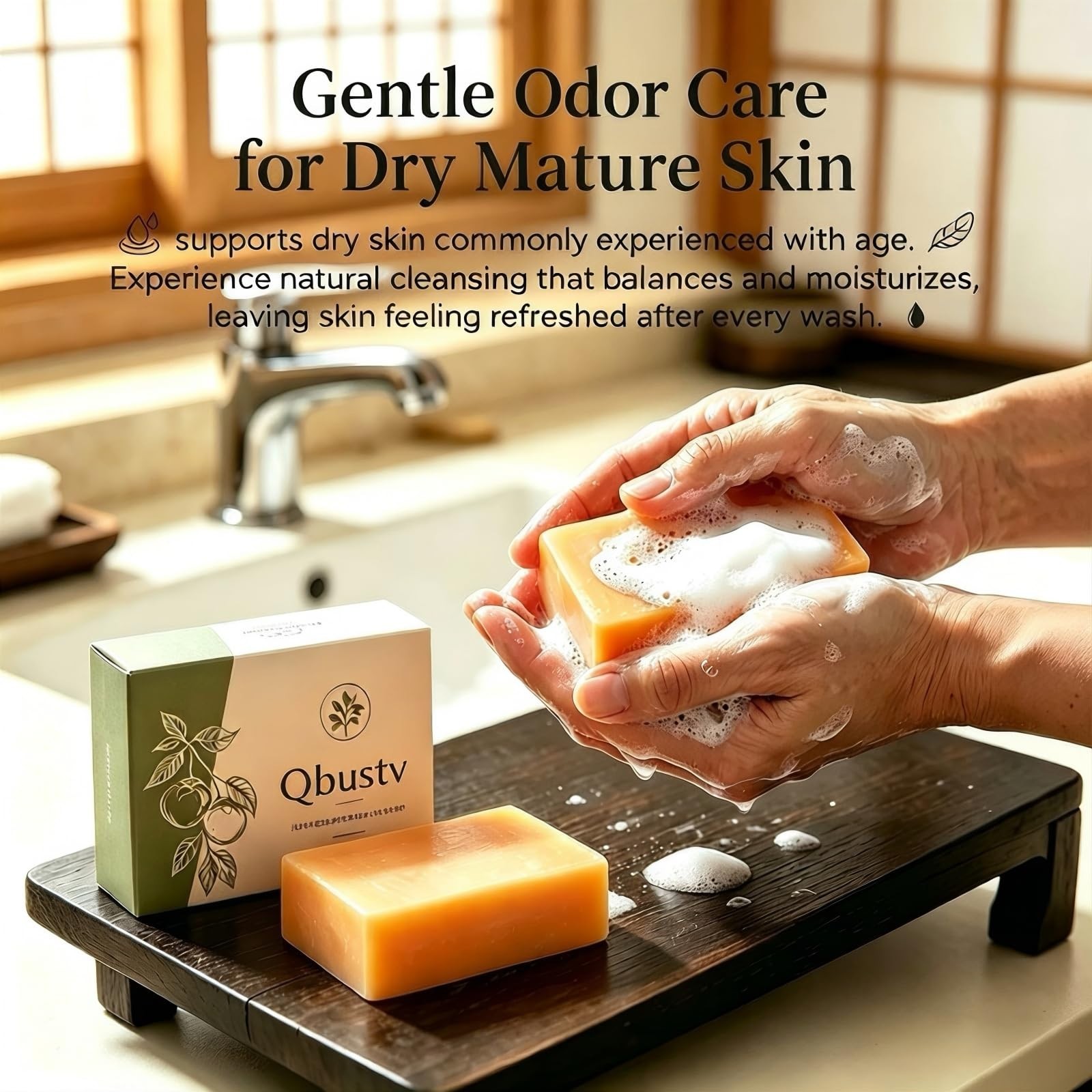 Moisturizing Persimmon Soap Bar for Mature Skin – Deodorizing Body Wash, 2 Pack