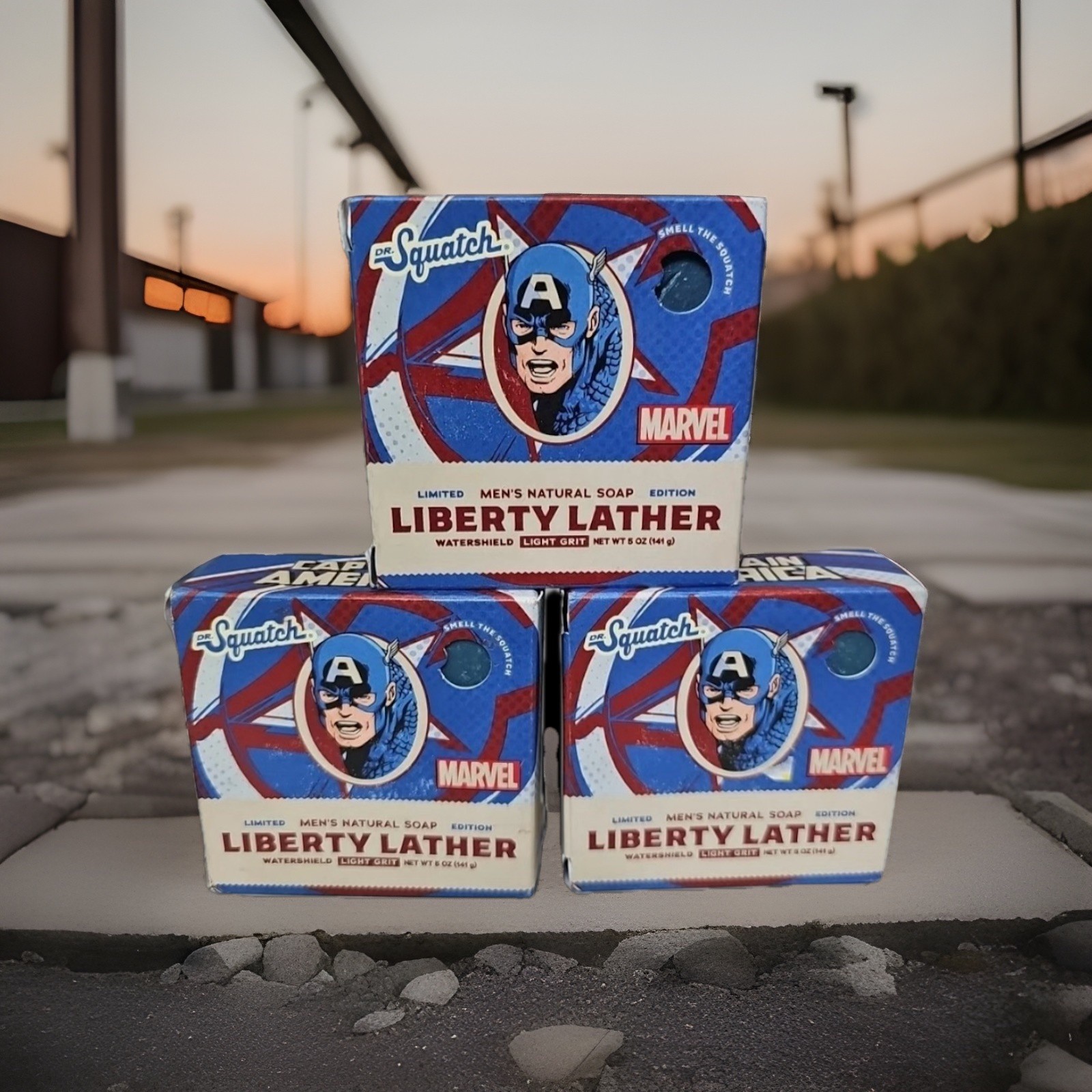 Dr. Squatch Liberty Lather 3 Pack (Marvel Captain America) LIMITED EDITION Soap