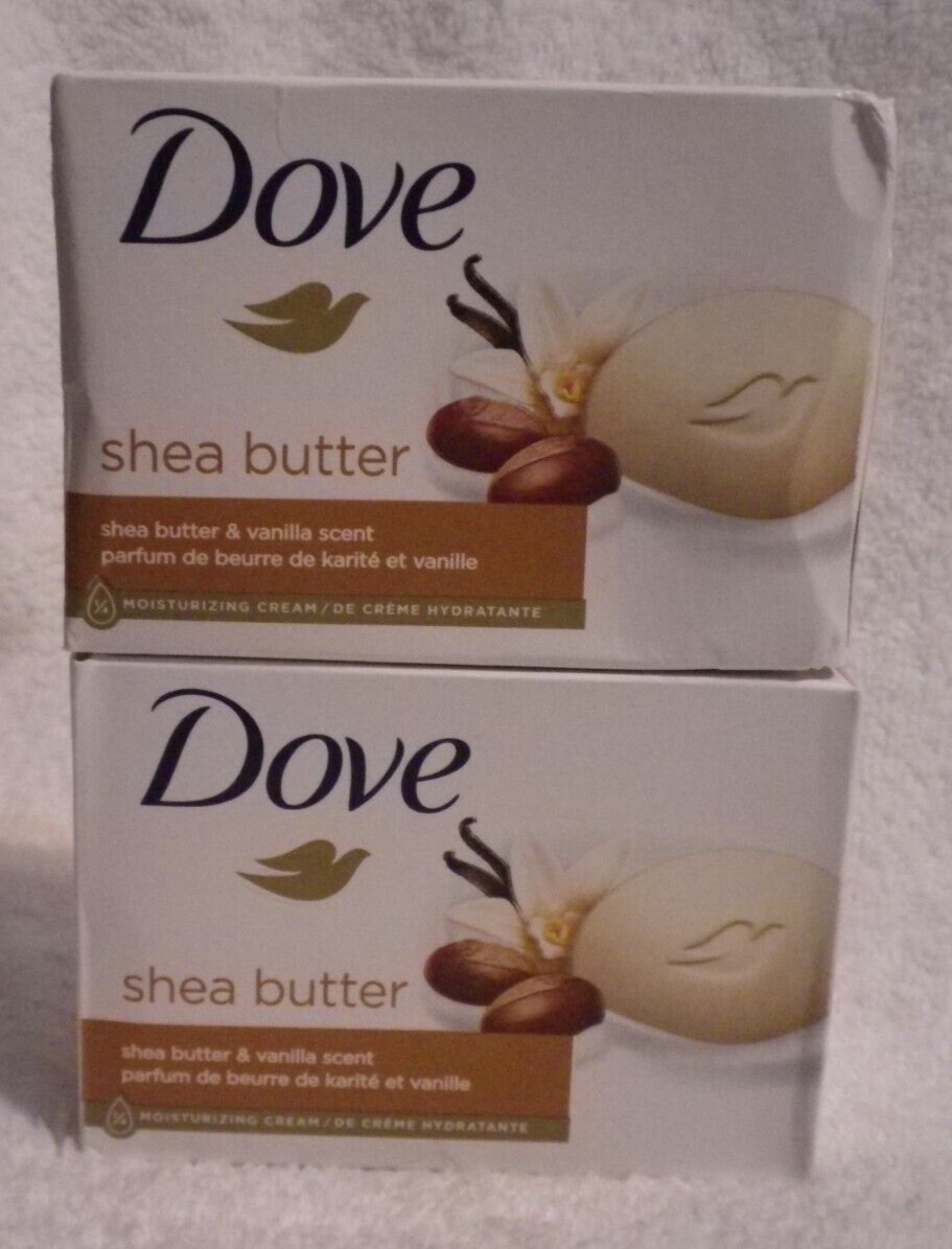 2 Bars Dove Shea Butter Beauty Cream Moisturizing Bar Soap Vanilla 3.75oz each