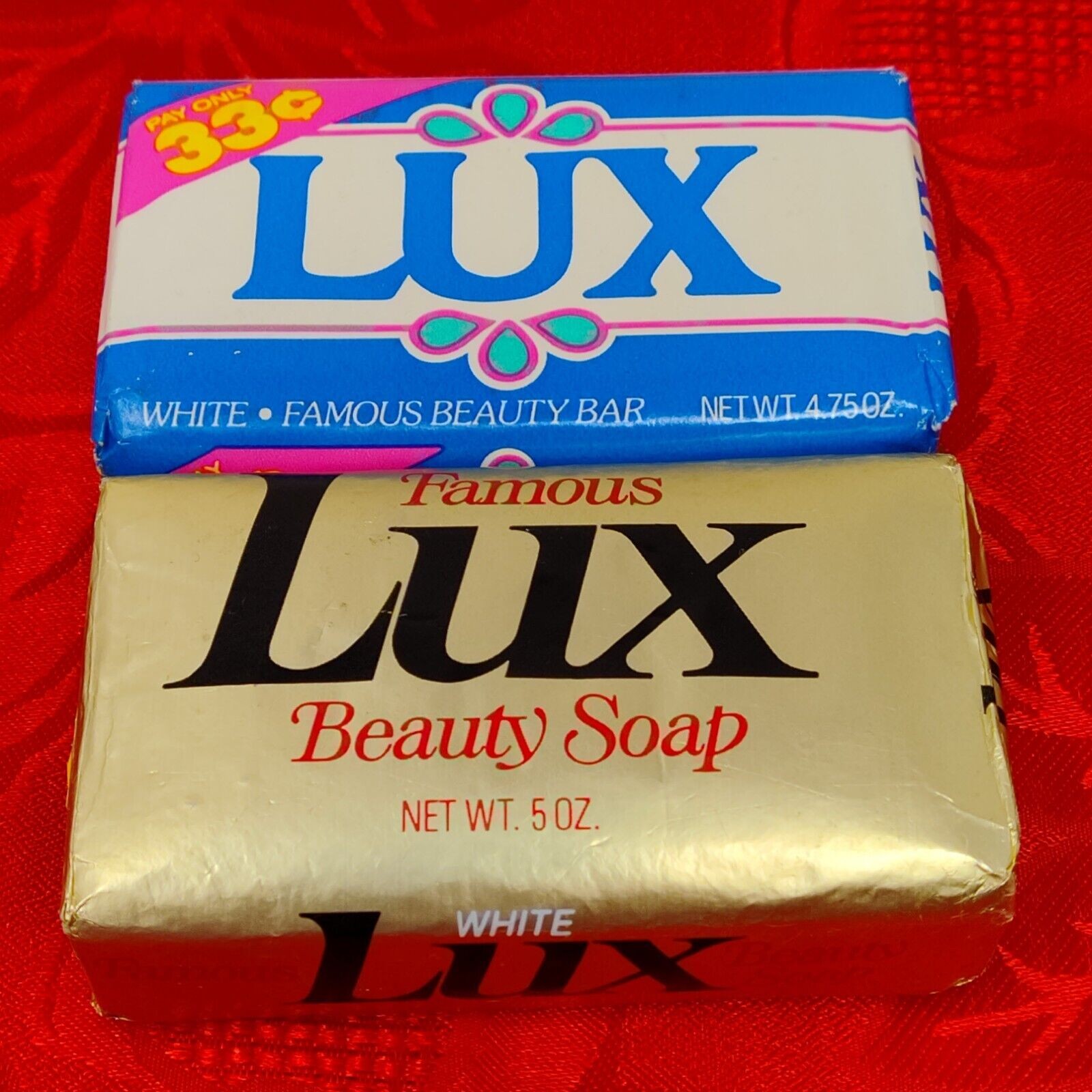 (2) Vintage 80s Lever Lux Famous Beauty Bar Soap 4.75 Oz Bars Prop NOS