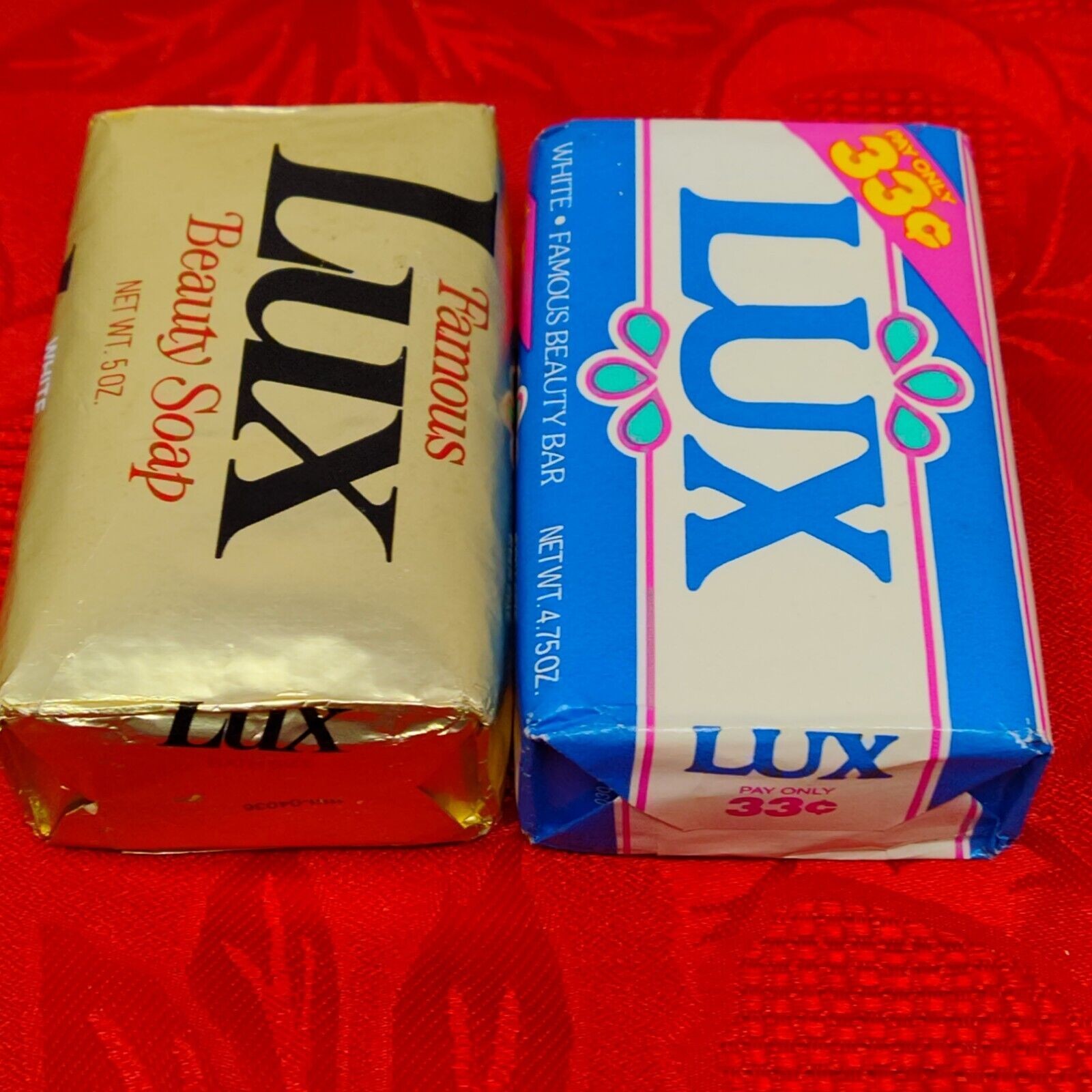 (2) Vintage 80s Lever Lux Famous Beauty Bar Soap 4.75 Oz Bars Prop NOS