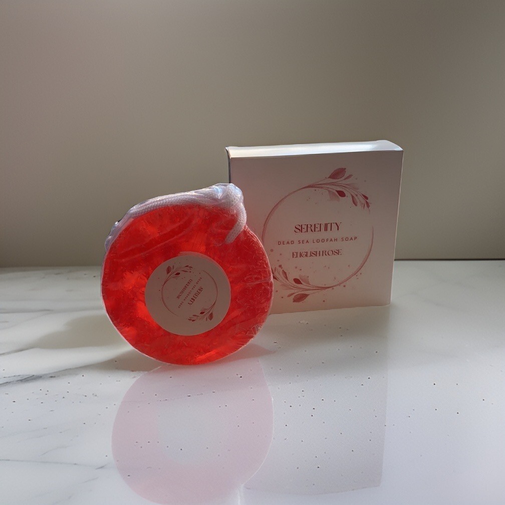 Dead Sea Loofah Soap English Rose – Luxury Bath Bar with Natural Minerals