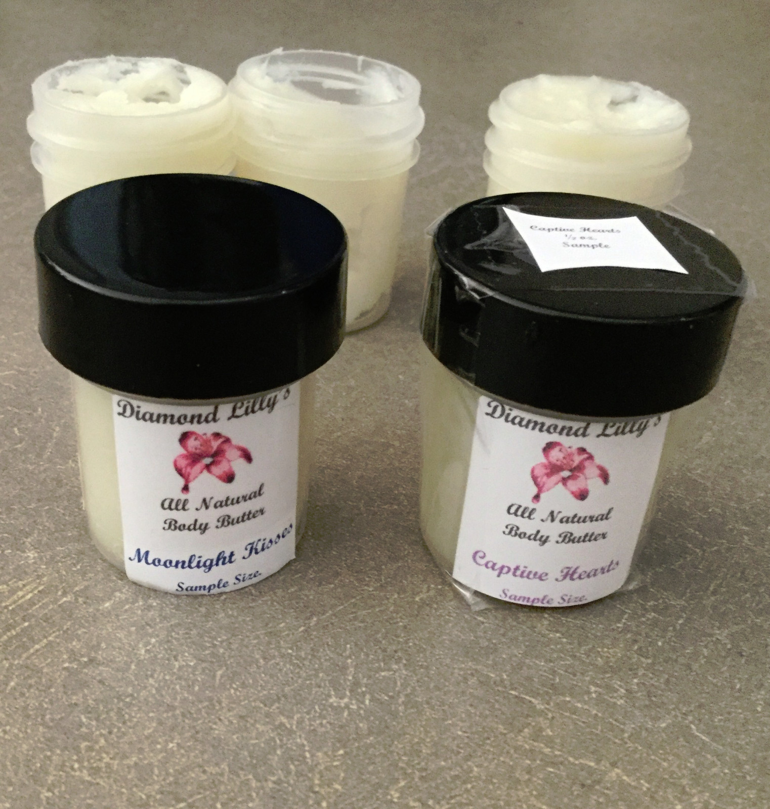 Sample Set of 6 Whipped Shea/Coconut Body Butter, 1/2 oz each