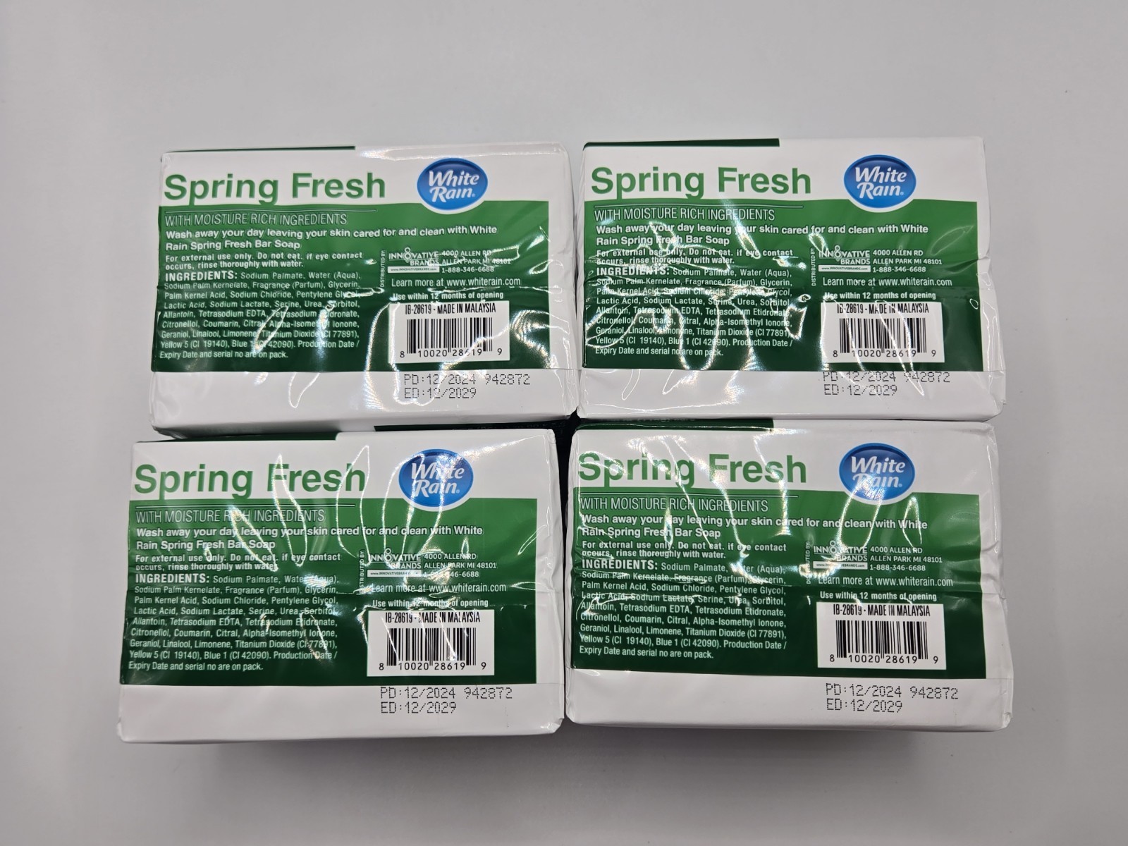 8 Bars – Spring Fresh Moisturizing Bar Soap – White Rain – 4/2Packs