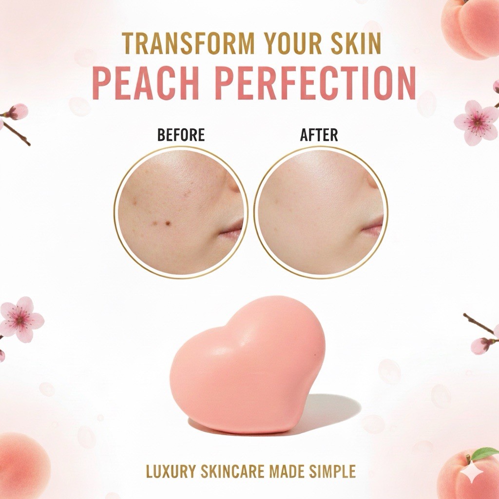 Korean Brightening & Exfoliating Peach Soap with Natural Arbutin, 3 Bars