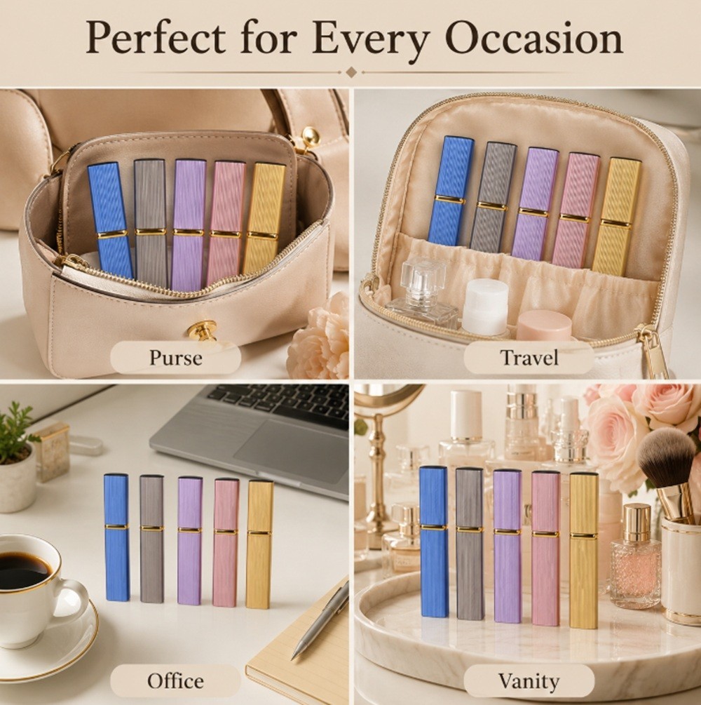 5-Pack 12ml Refillable Perfume Atomizer Travel Spray Bottle Cologne Mini Sprayer