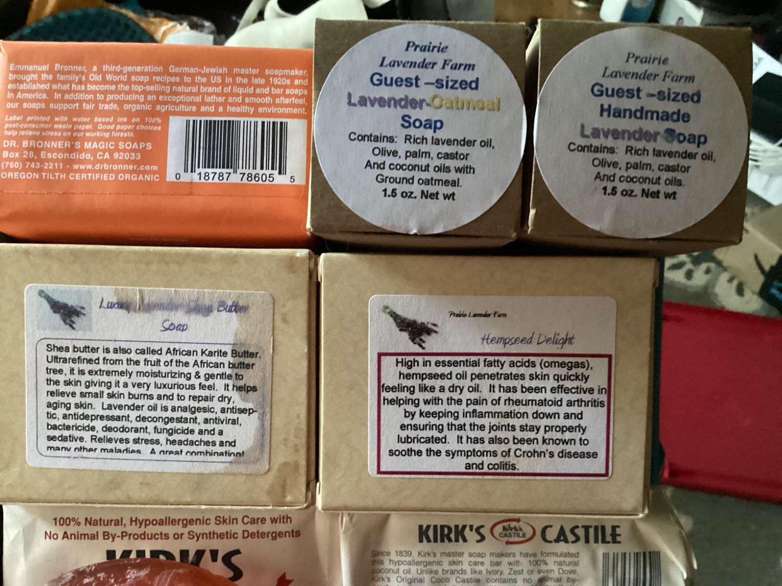 Lot of 10 Various Artisan Hand Crafted and Specialty soaps.