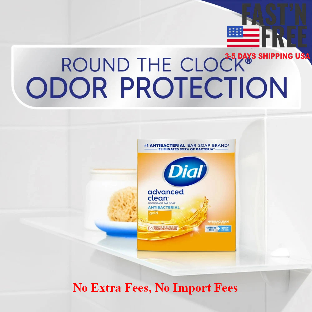 New Dial Antibacterial Deodorant Bar Soap, Advanced Clean, Gold, 48 Bars, 4 oz