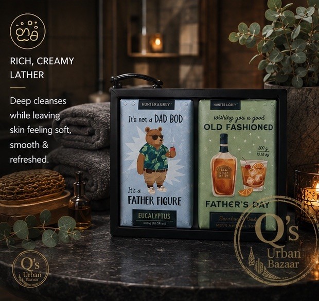 Hunter & Grey Men’s Bar Soap Gift Set Bourbon & Oak Eucalyptus 2-Pack 10.58oz
