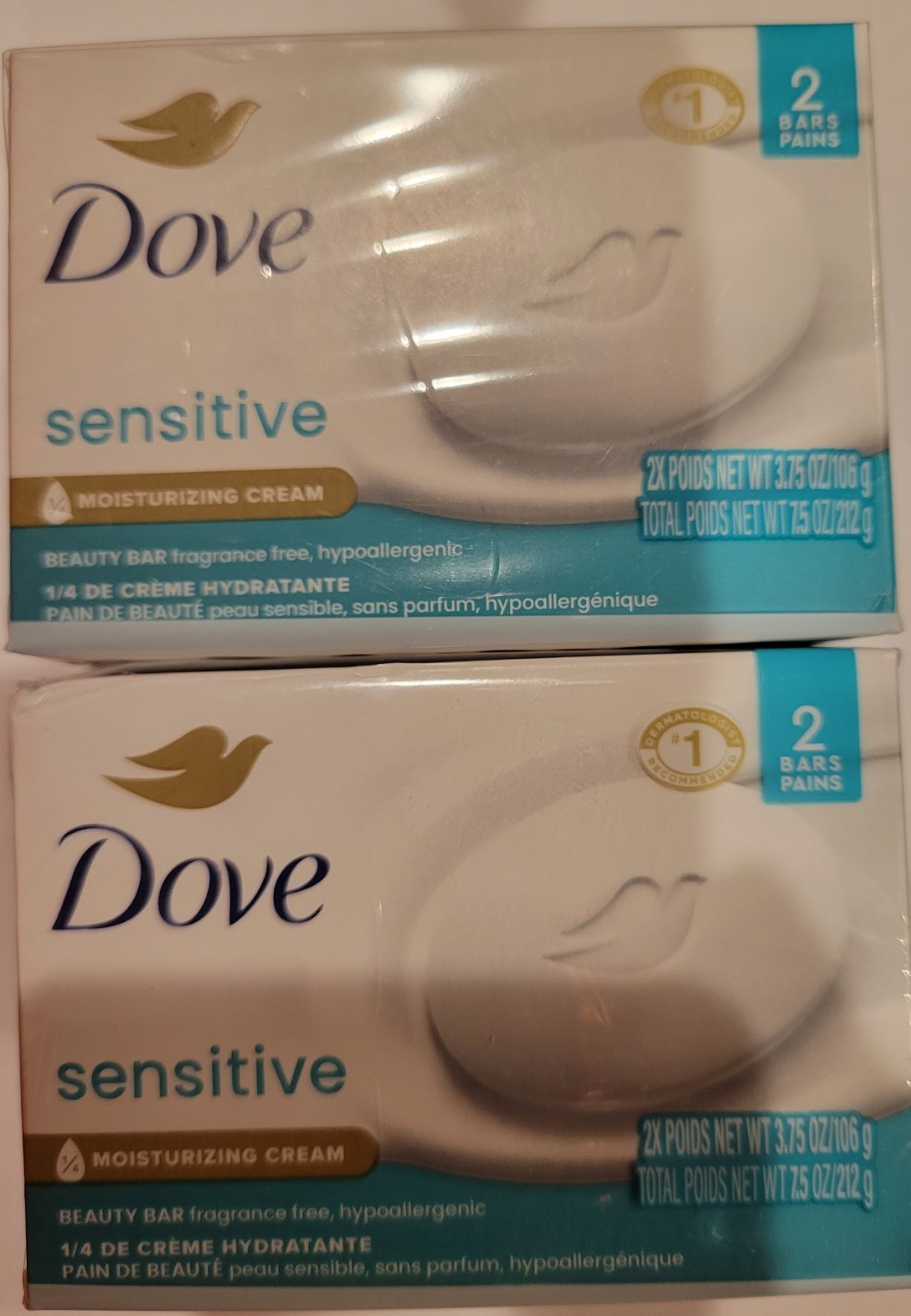 2 Ct Dove Sensitive Beauty Bar 3.75 oz each Total 4 *BRAND NEW *