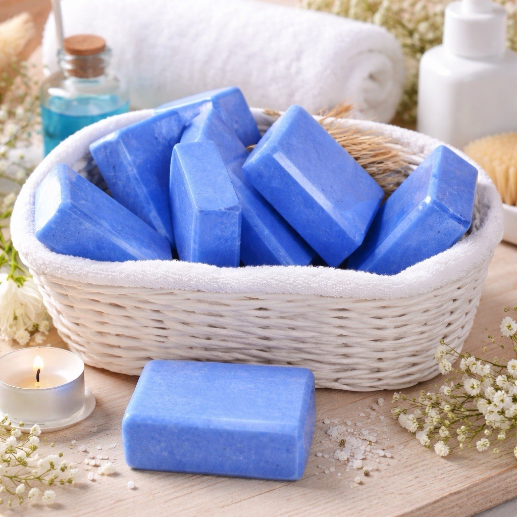 Blue Rectangular Body Bar Soap Set for Body, Hands, Face, Regular Size