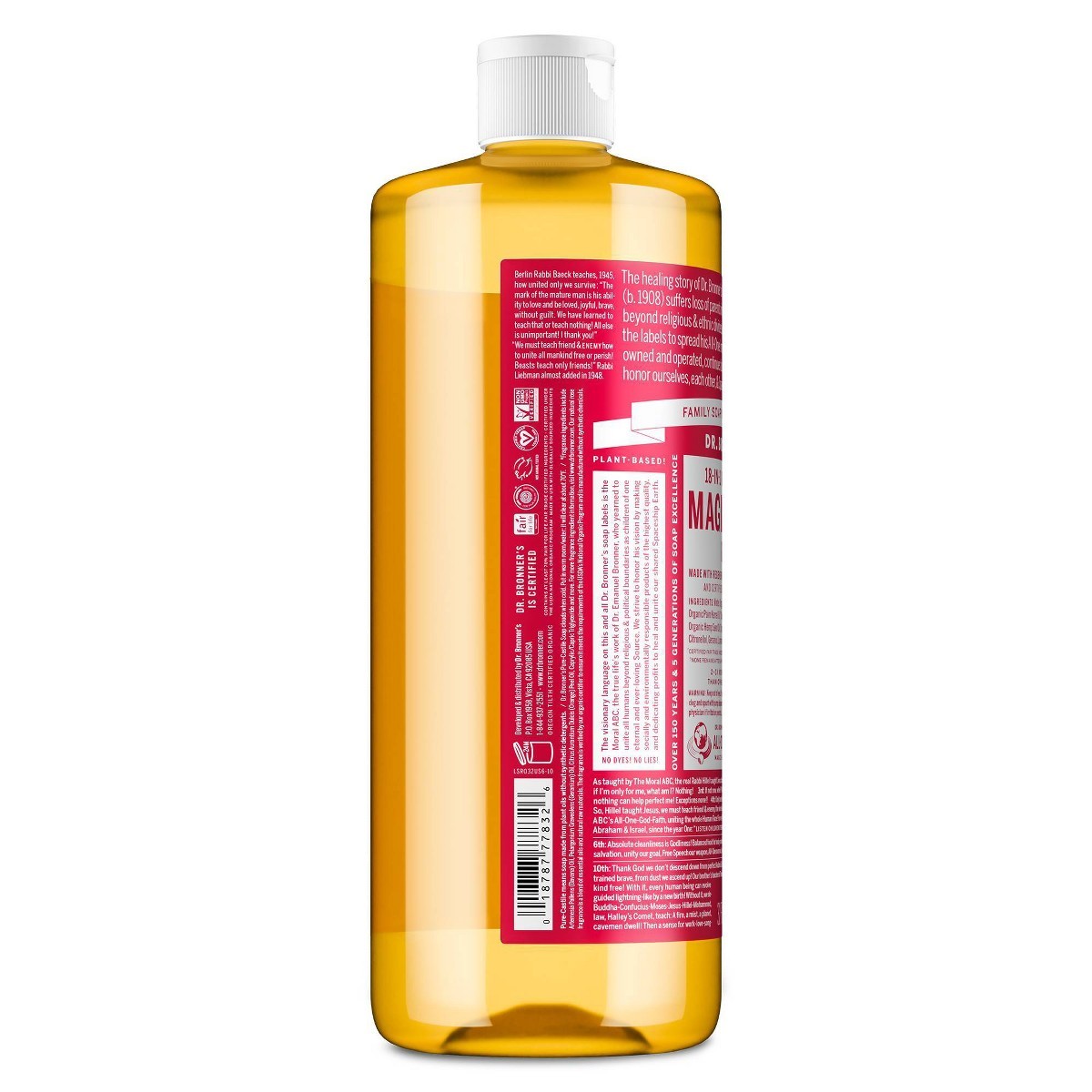 Dr. Bronner’s Magic Pure Castile Liquid Soap Bodywash – Rose – 32 fl oz