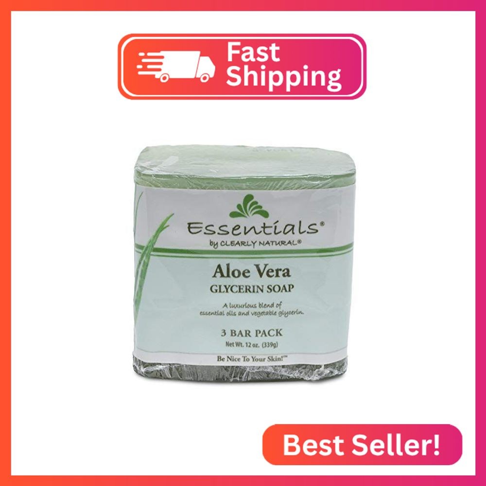Clearly Natural Essentials Glycerine Bar Soap, Aloe Vera, 12 oz, 3 Count