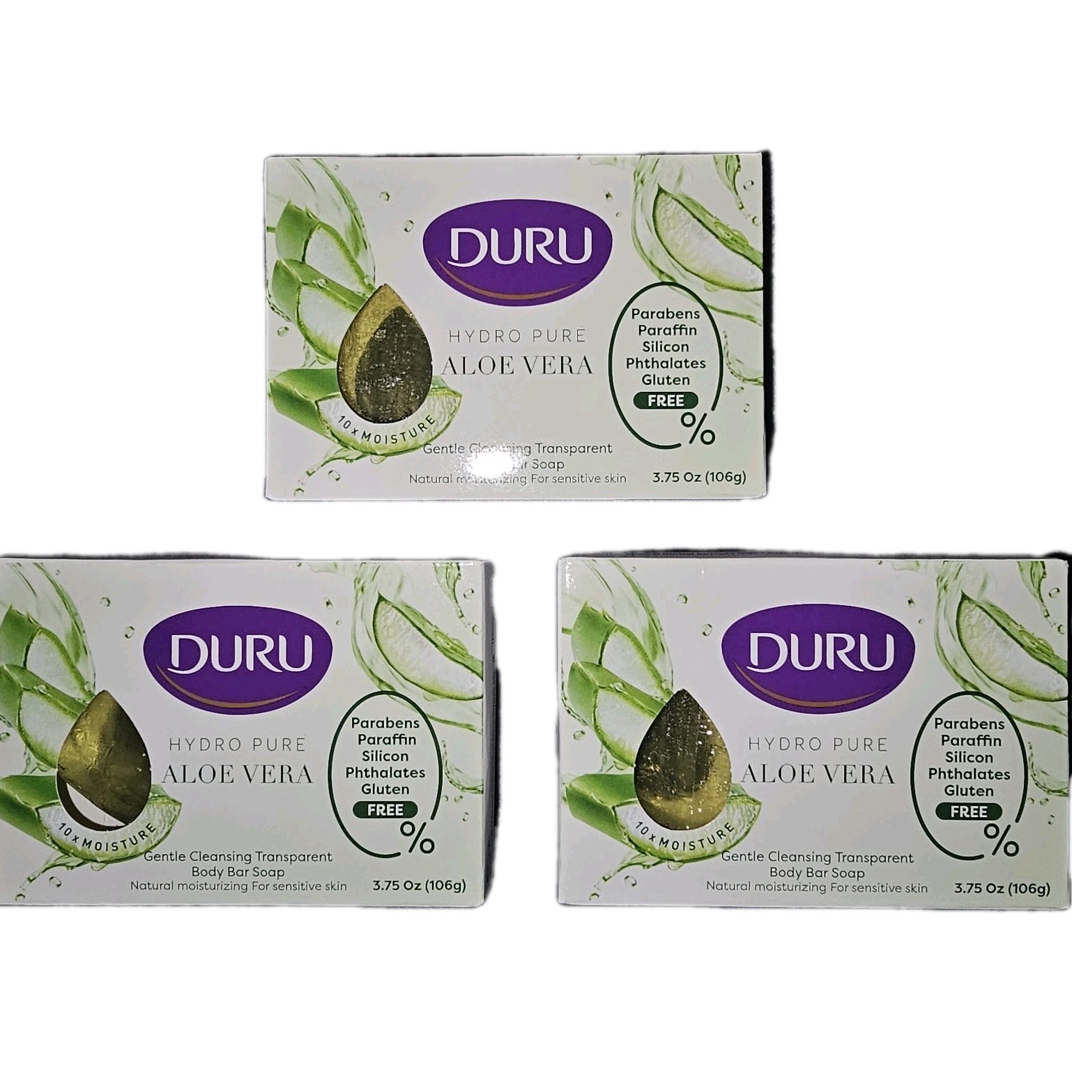 Duru Hydro Pure Aloe Vera Soap 3 Pack Gentle Transparent Bar Sensitive Skin