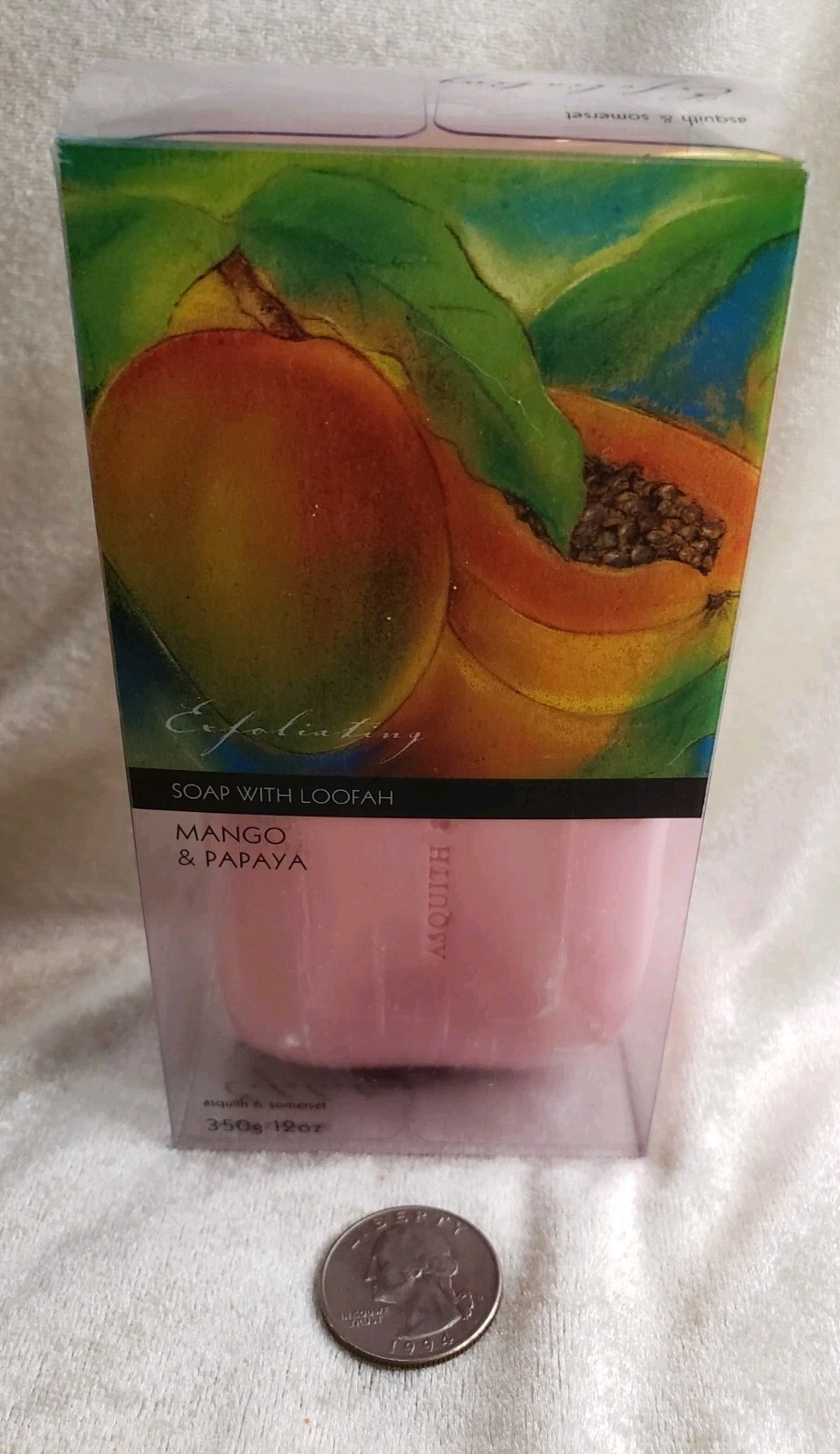 ASQUITH & SOMERSET Exfoliating Soap MANGO & PAPAYA 12 oz / 350 g NEW HUGE BAR