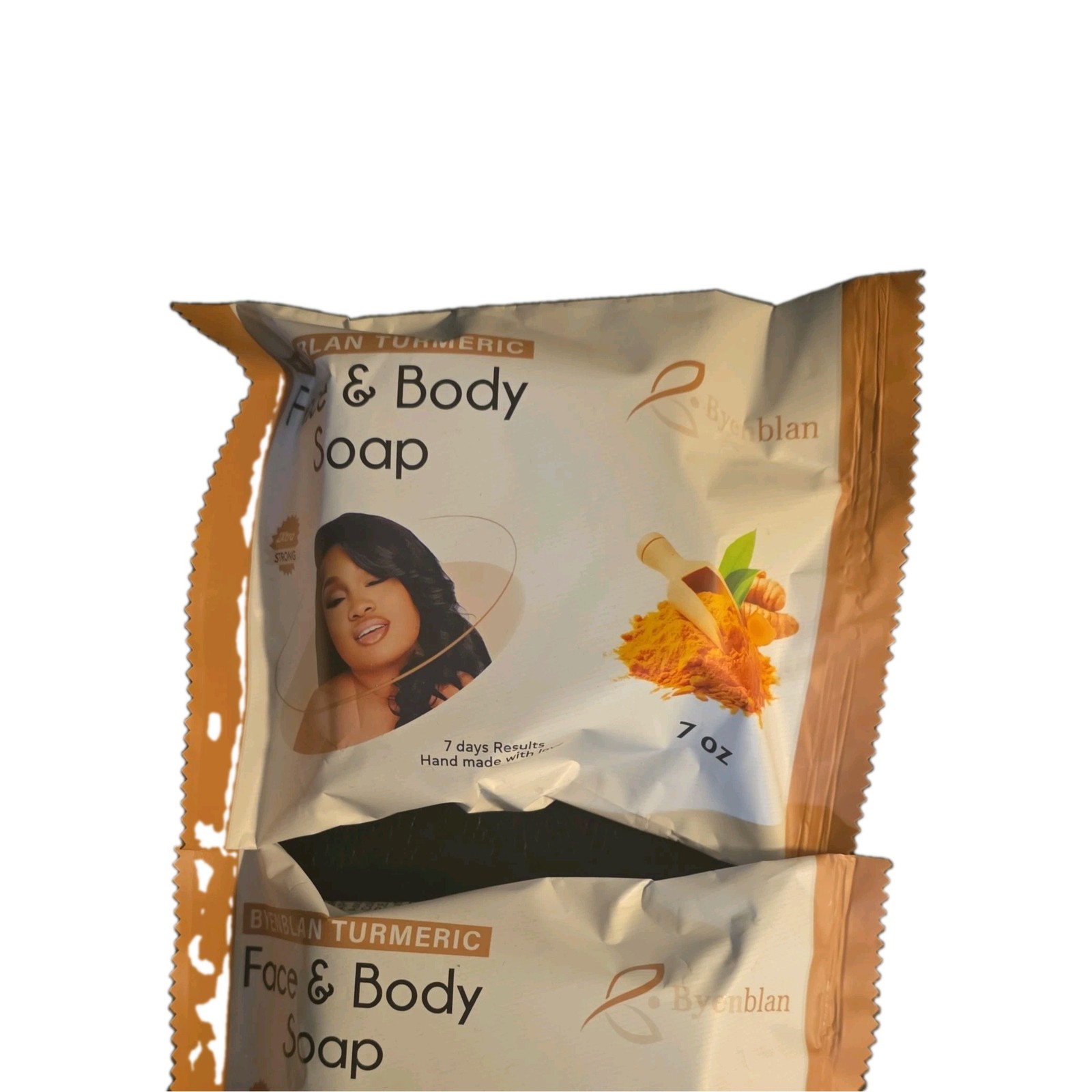 Byenblan Handmade Turmeric Face & Body Soap 7 oz w/ Papaya, HA & Vit E