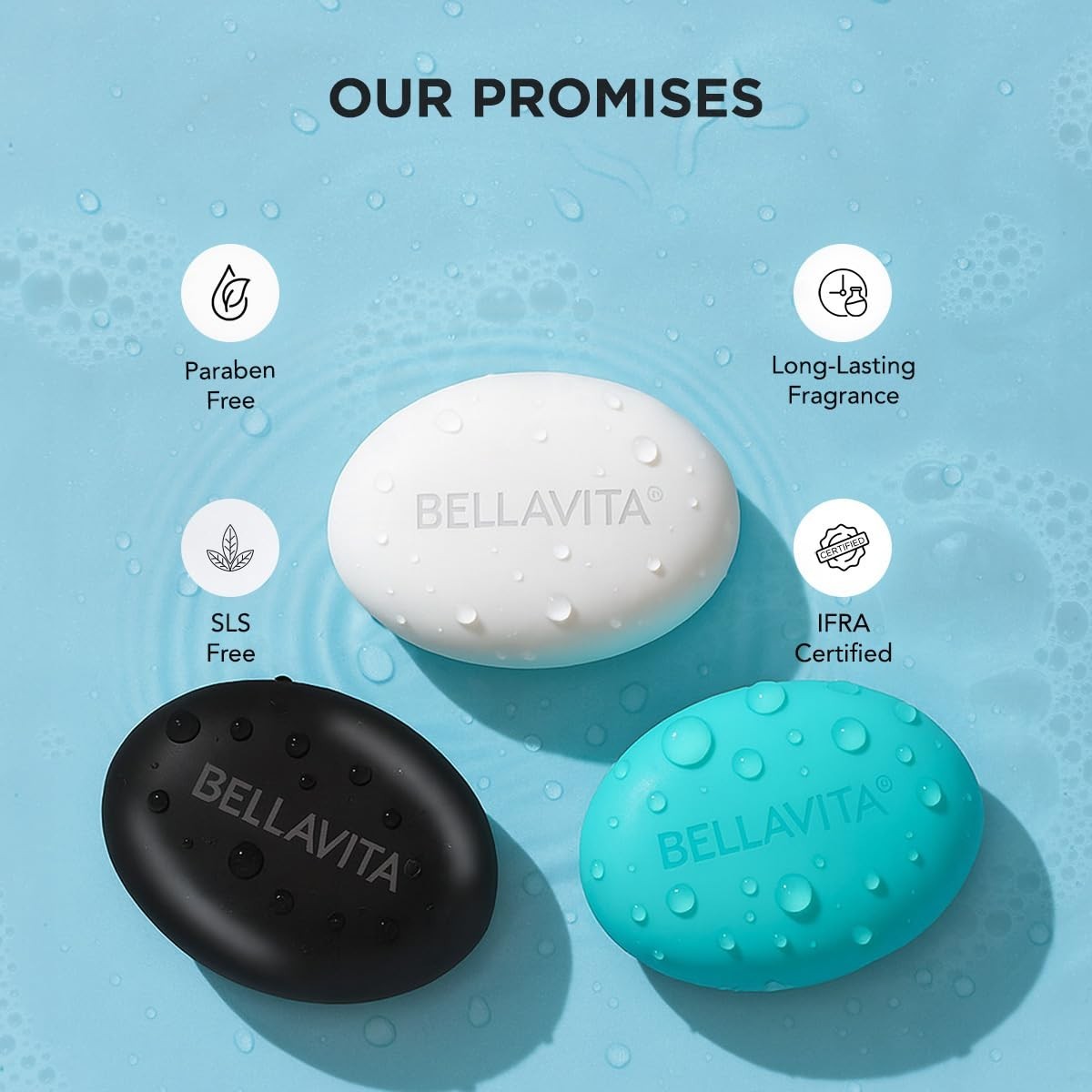 BELLAVITA Perfume Bathing Soap Bar for Men 3 x 100Gm Pure Glycerin Glowing skin