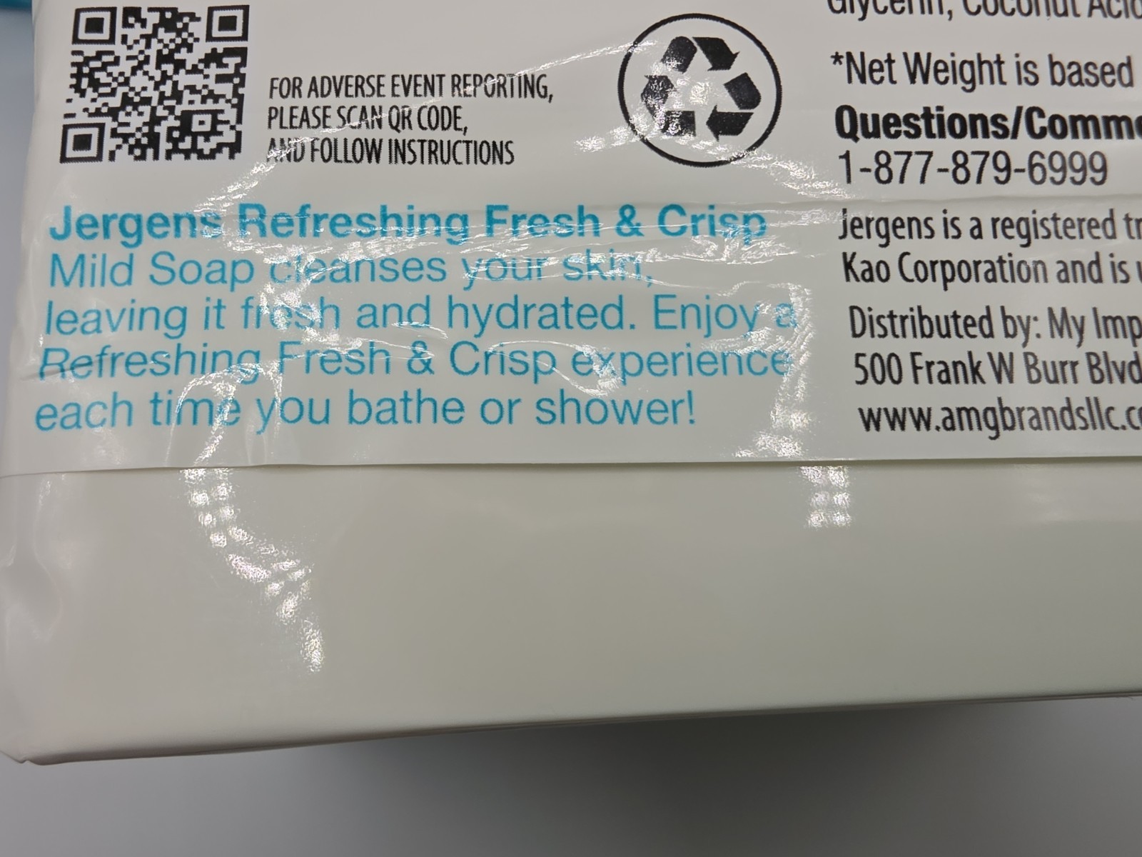 Jergens Refreshing fresh& Crisp Mild Soap 6 Bars (3 packs x 2 ) 3 Oz Each