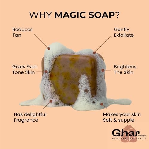 Ghar Soaps Sandalwood Saffron Magic Bath Soap 300g Pack of 3 Unisex Bars FS