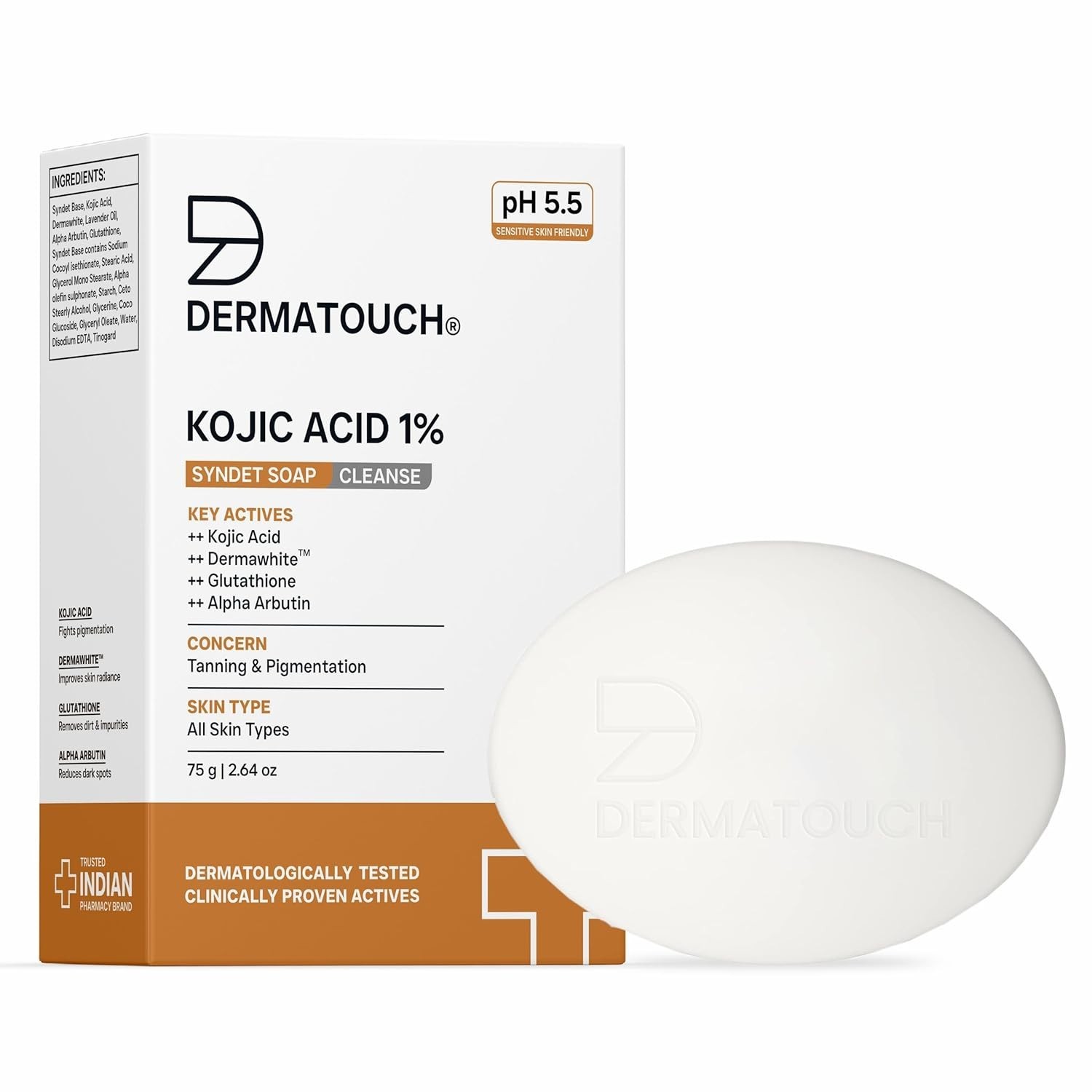 DERMATOUCH Kojic Acid 1% Soap with Glutathione 75g X 4 Pigmentation & Sun Damage