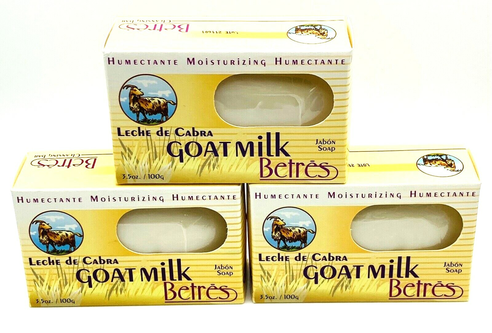 3x Goat Milk Moisturizing Bar Soap 3.5 oz. Jabon Leche de Cabra