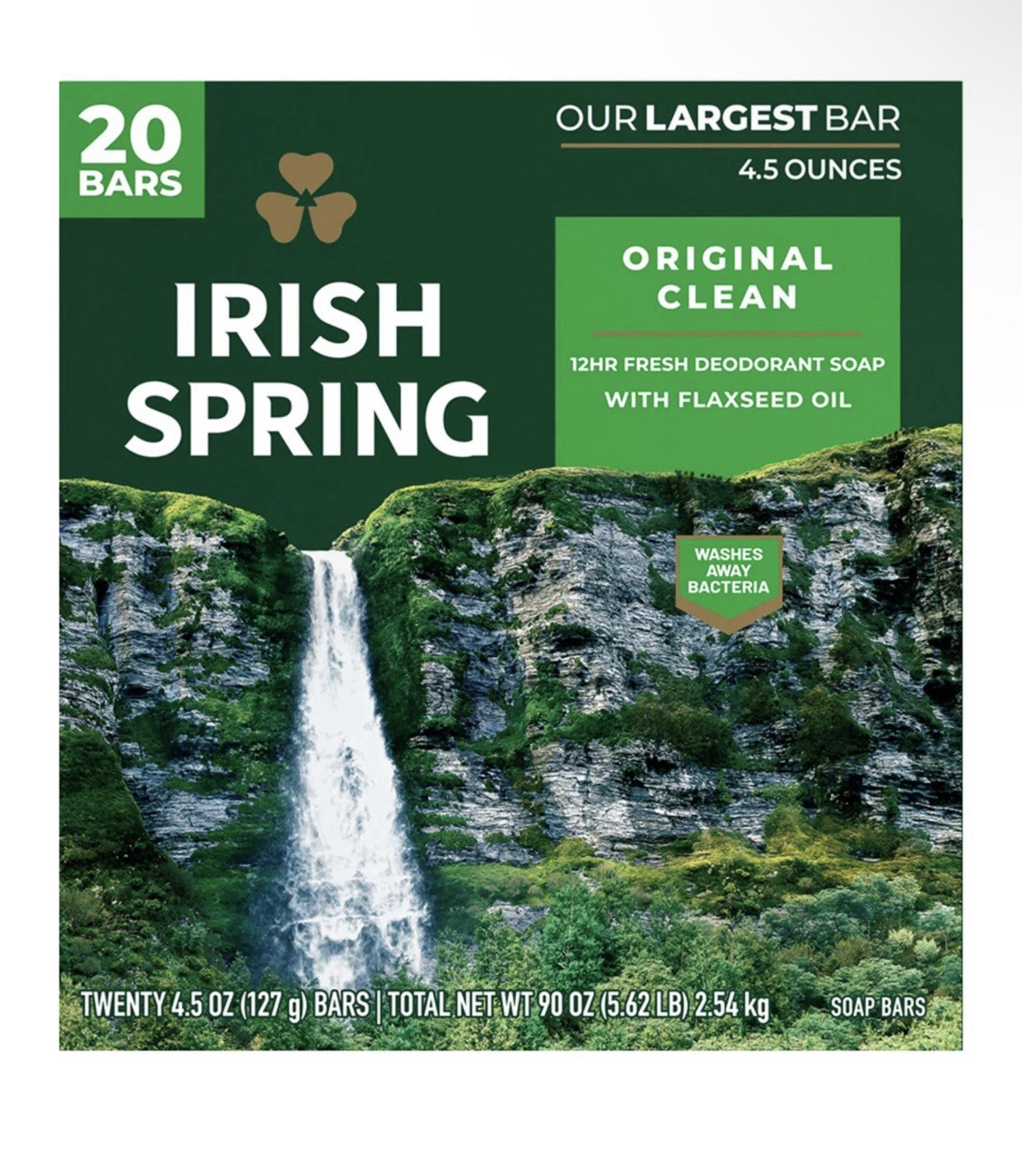 Irish Spring Deodorant Bar Soap, Original Clean, 4.5 oz, 20-count