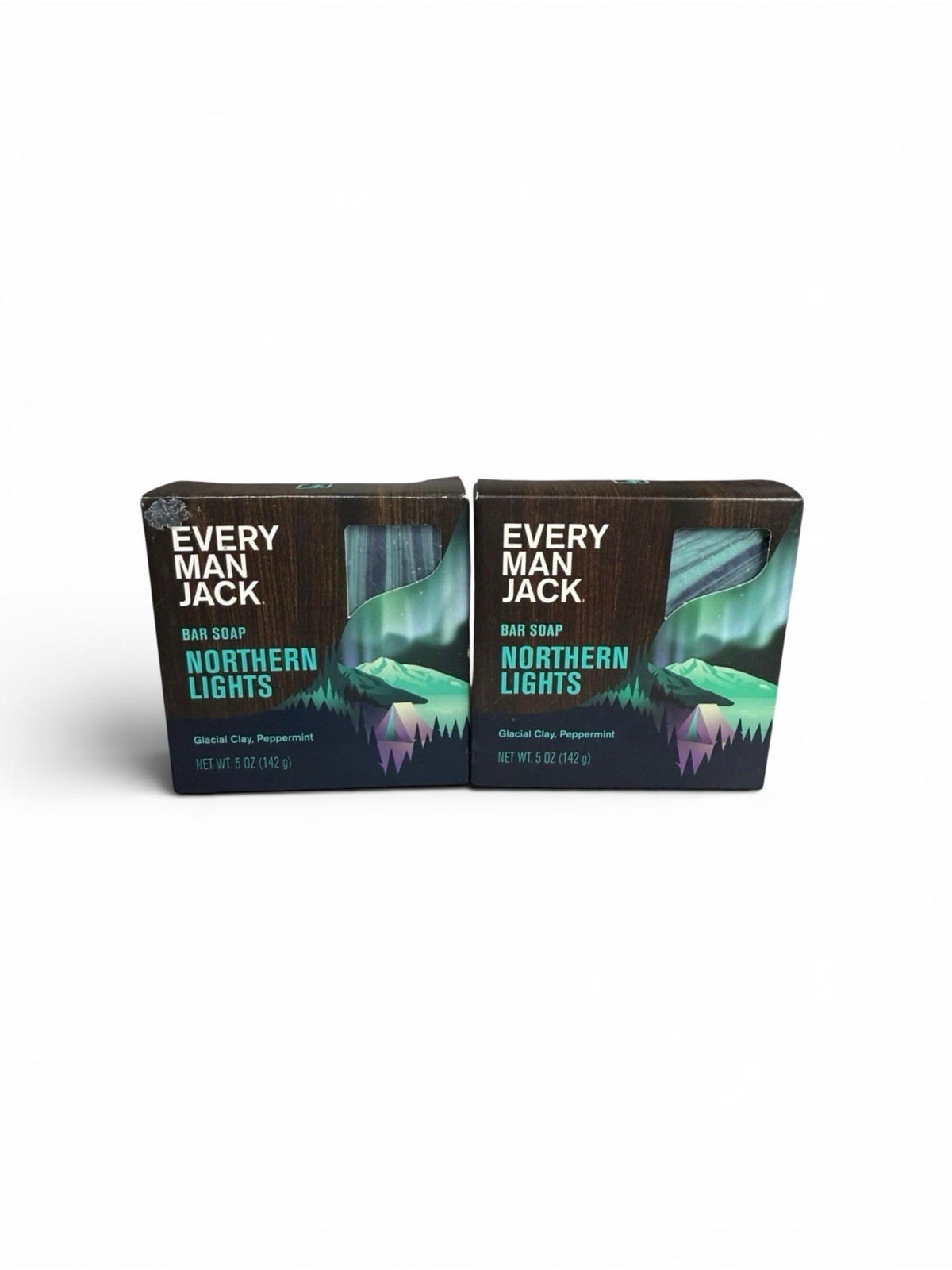 2 x Every Man Jack NORTHERN LIGHTS Bar Soap Glacial Clay Peppermint 5oz EA