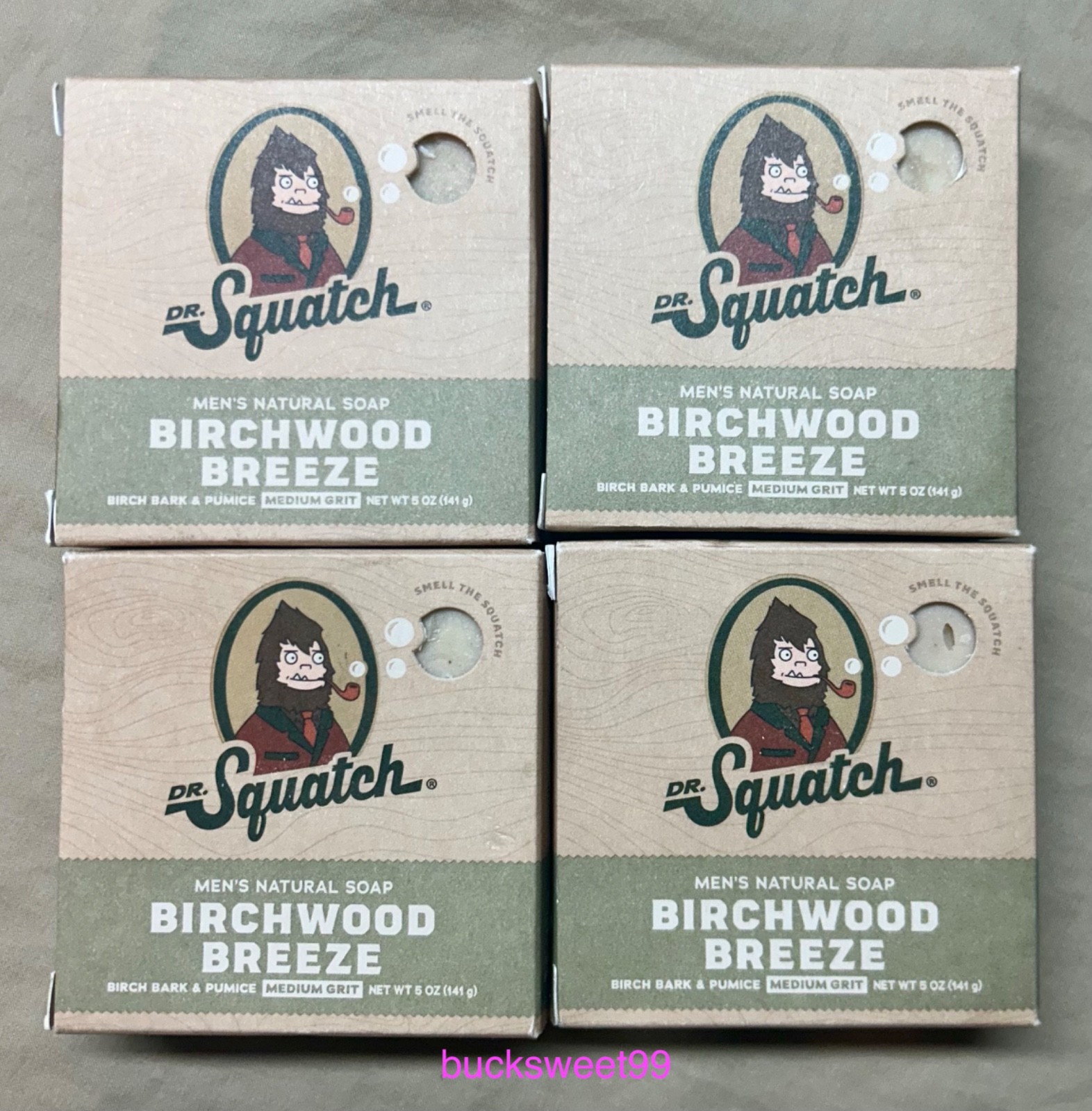Dr. Squatch Men’s Natural Bar Soap BIRCHWOOD BREEZE – 5 oz each – 4 BARS