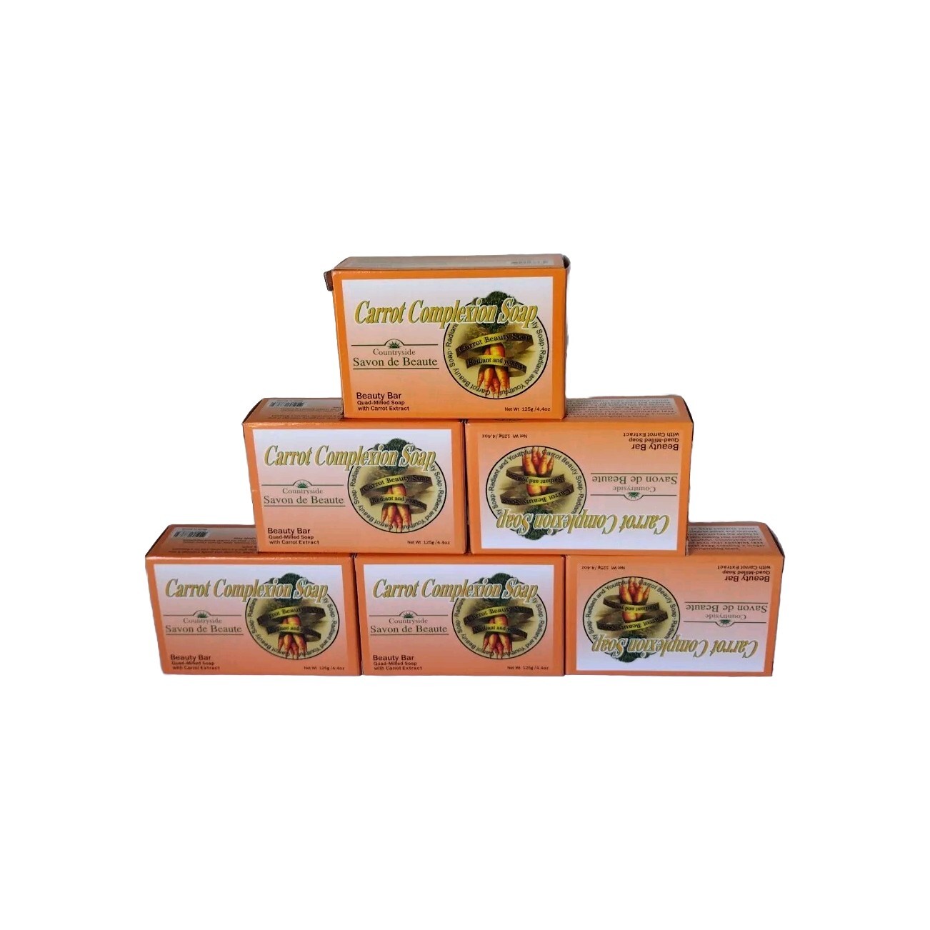 Pack-6 Carrot Complexion Soap Beauty with Carrot Oil Bar 125g Each Brand New