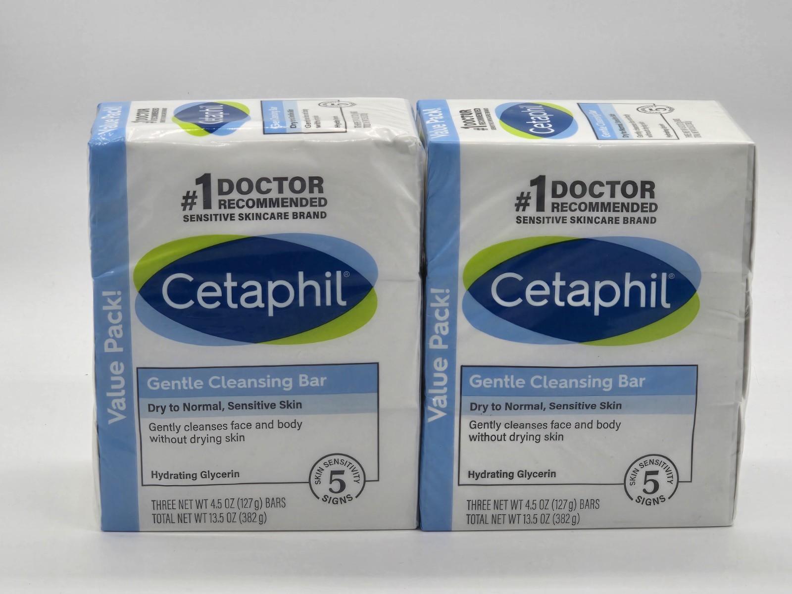 2x VALUE PK Cetaphil GENTLE CLEANSING BAR 4.5oz Dry Sensitive Skin = 6 bars