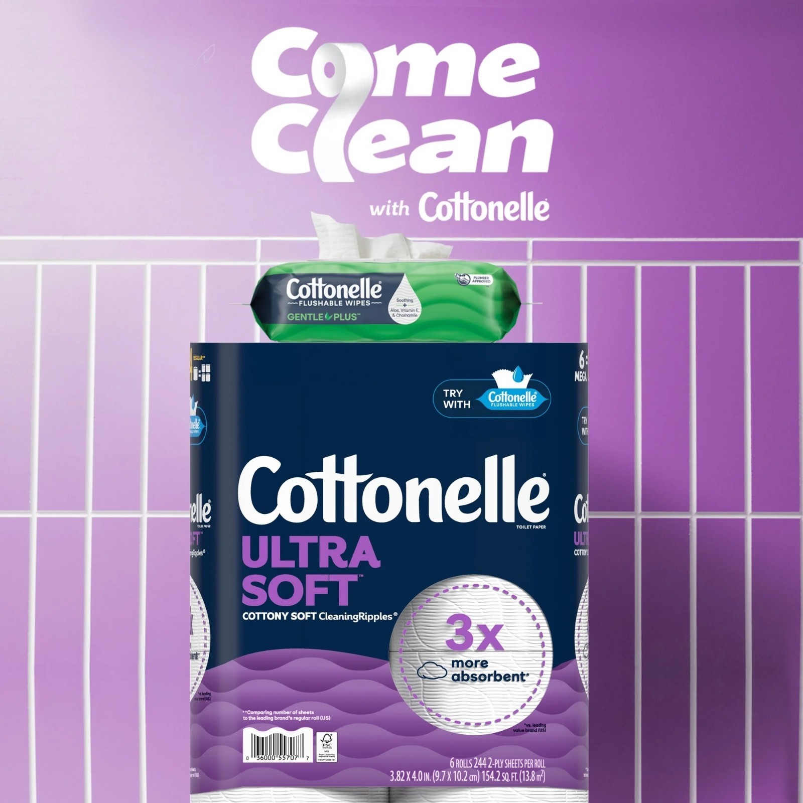 Cottonelle GentlePlus Flushable Wipes with Aloe & Vitamin E, 336 Total Wipes