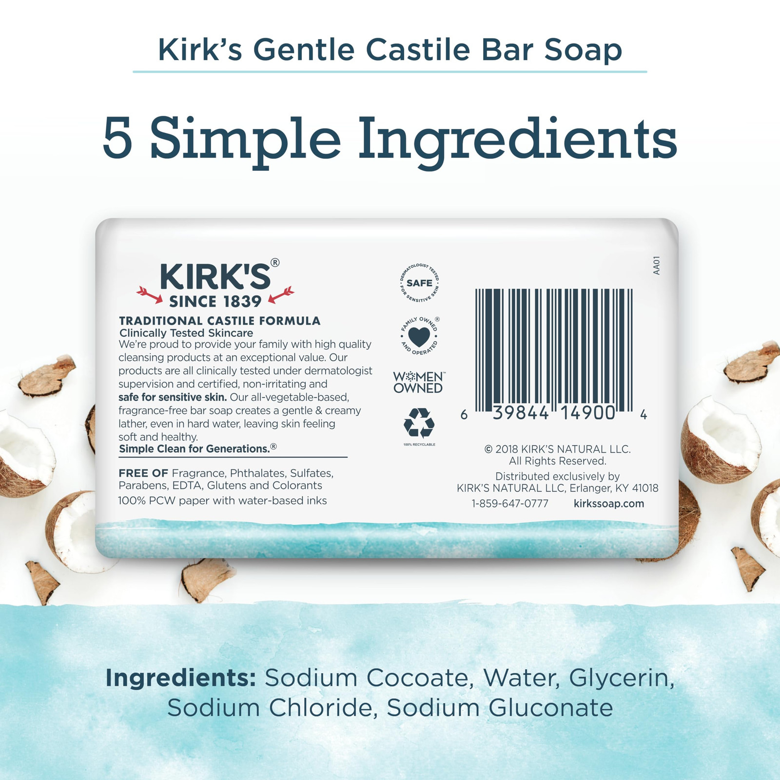 Kirk’s Gentle Castile Soap 4 Ounce Pack of 24 Vegan Fragrance Free Soap