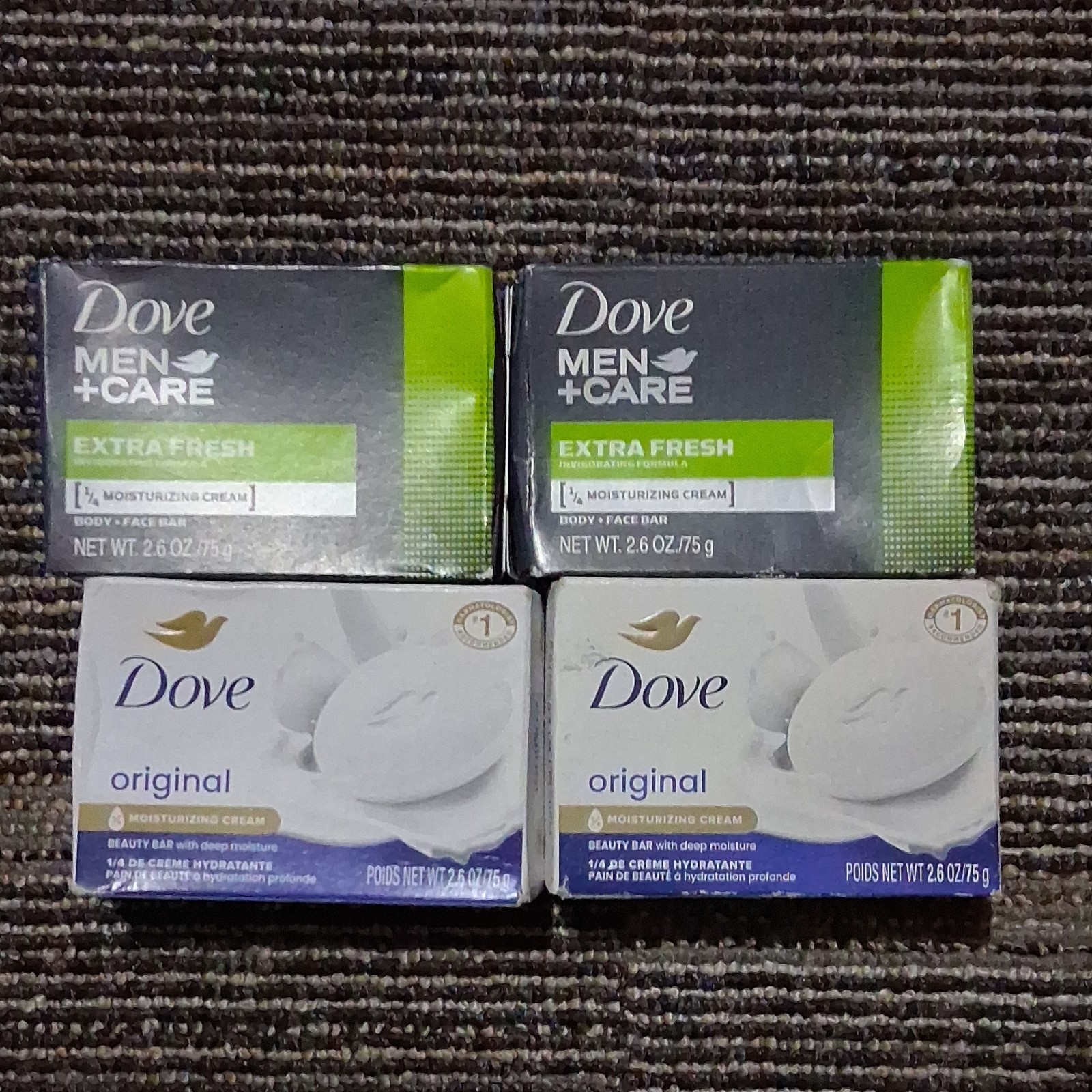 Dove Men+Care Extra Fresh & Original Beauty Bar Soap 2.6 oz lot of 4