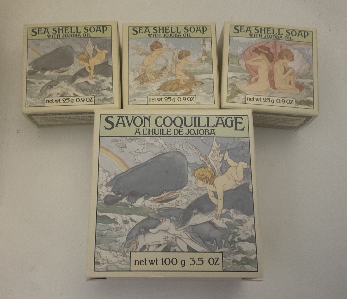 Vintage 1970s Crabtree & Evelyn Jojoba Oil Sea Shell Soap Set of 4