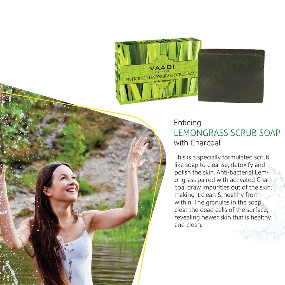 Vaadi Herbals Value Enticing Lemongrass Scrub Soap 75g Each Set Of 3