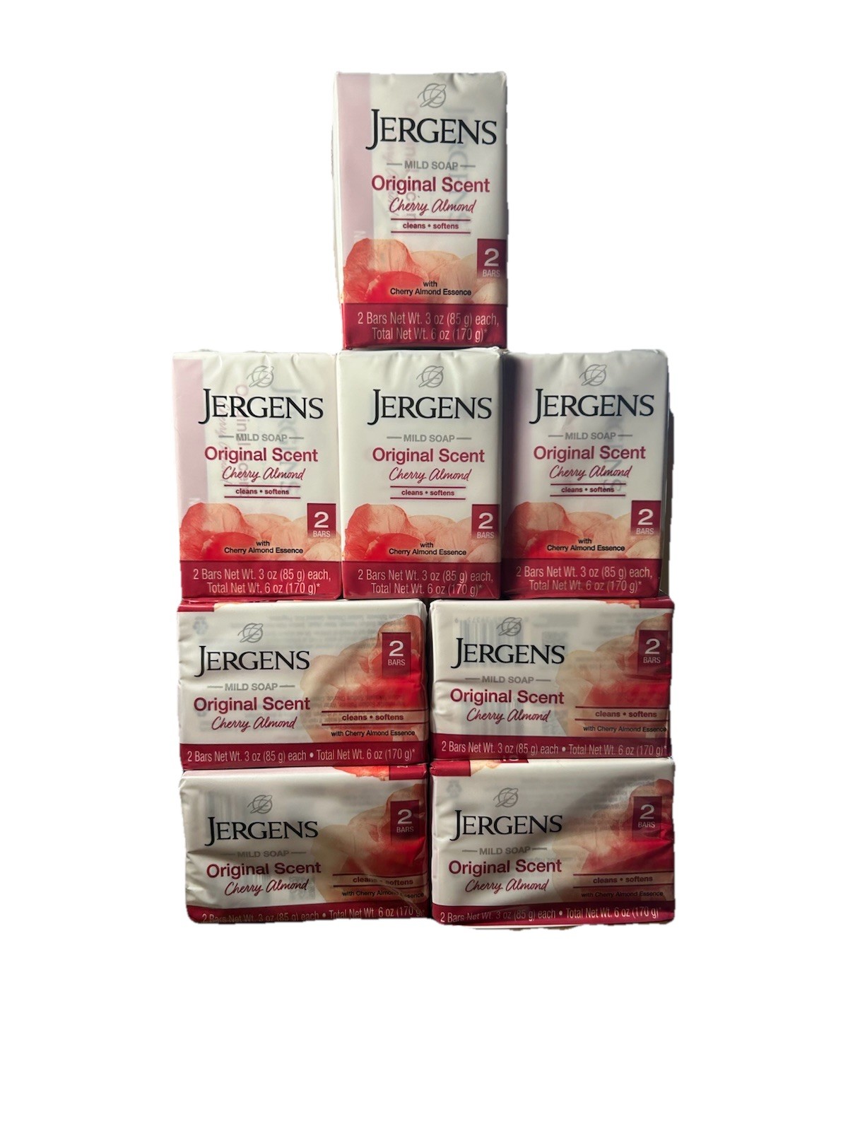 Jergens Mild Bar Soap Cherry Almond Original Scent 3 oz. 2 Pack 16 Bars Total