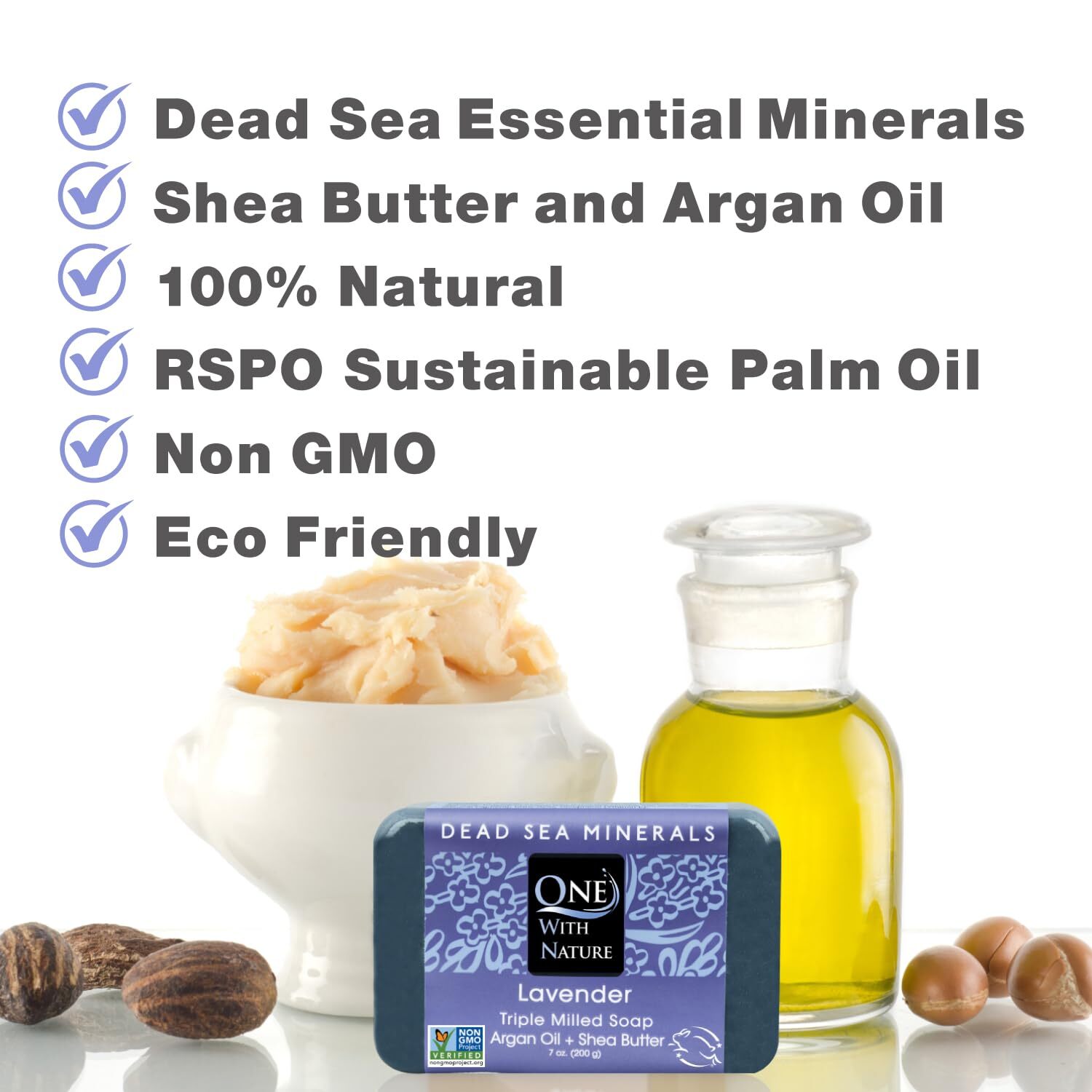 One With Nature Lavender Dead Sea Mineral Soap Pack of 3 7 Ounce Bars