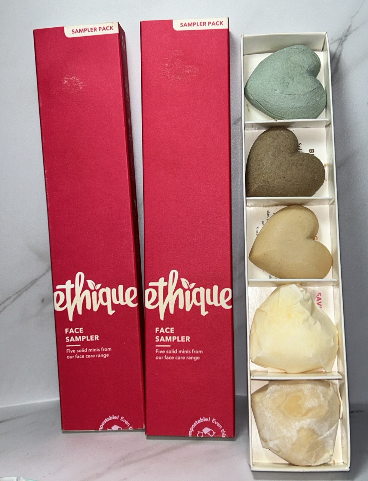 2 Ethique Face Sampler for All Skin Types Soap Free Cleanser 5 Solid Minis Each