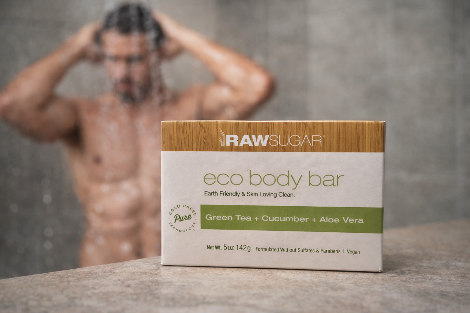 RAW SUGAR Eco Body Bar Green Tea, Cucumber & Aloe Vera, 5 oz. ea. NEW