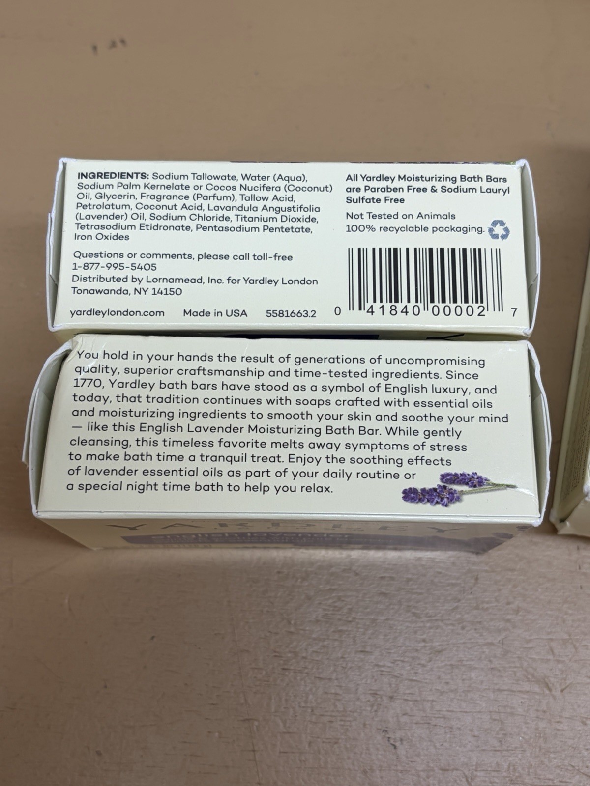 Lot of 6 Bars Yardley London English Lavender Moisturizing Bath Soap 4oz Each