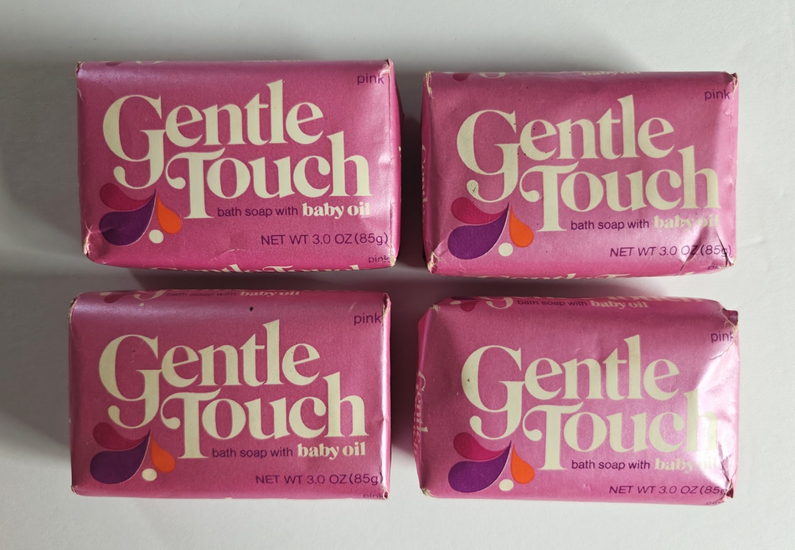 Vintage 4 Gentle Touch Bath Soap Pink Bar w/Baby Oil 3 oz NOS Jergens RARE