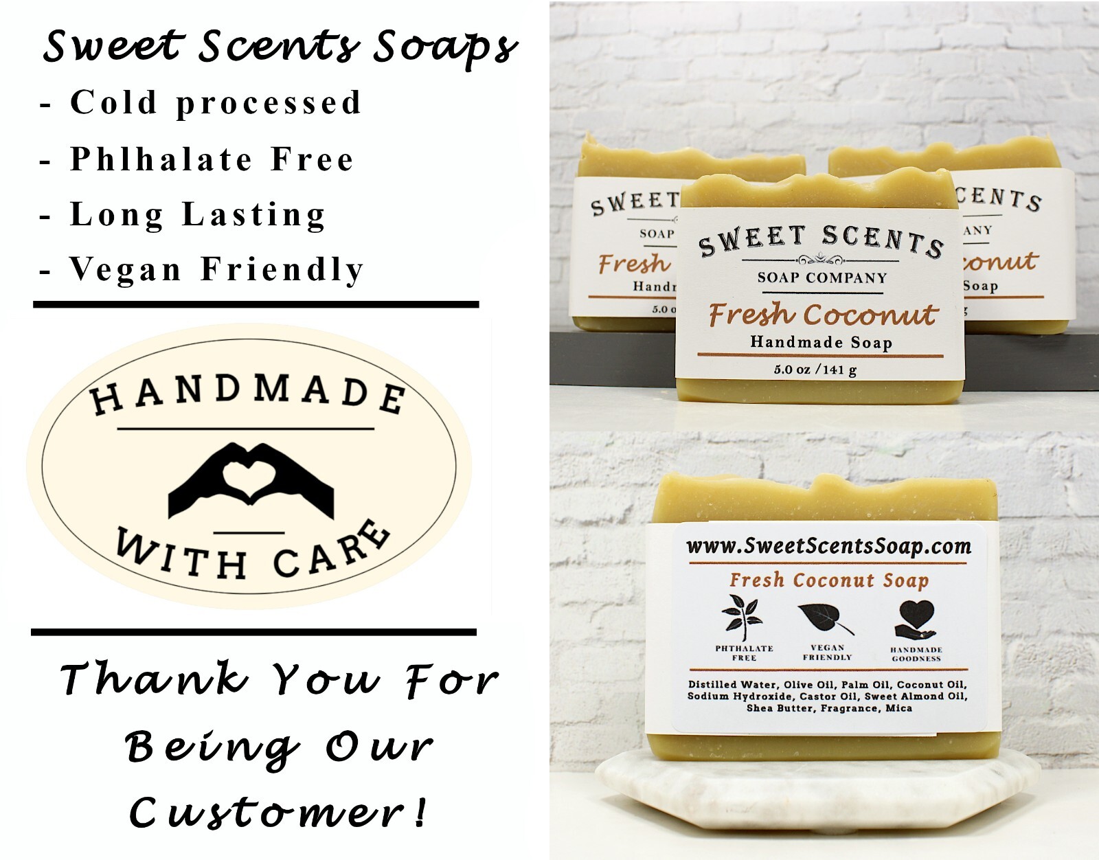 Fresh Coconut Soap – Handmade, Cold Process, Scented Soap