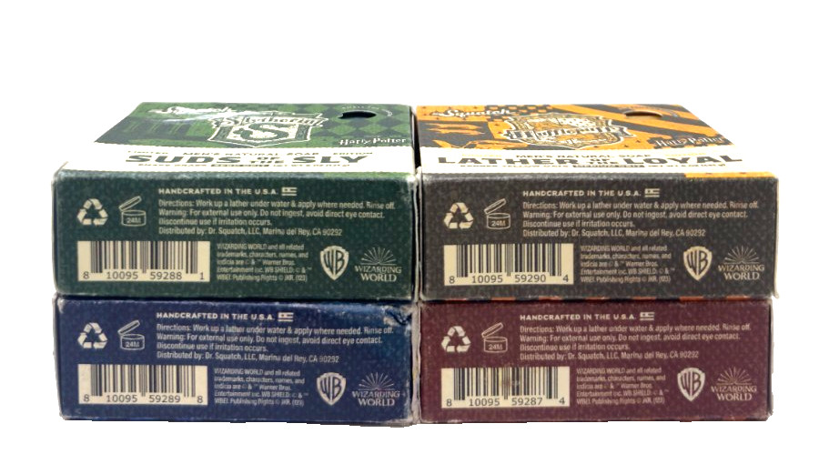 4 Pack Dr. Squatch Harry Potter Soap Hufflepuff/Slytherin/Ravenclaw/Gryffindor